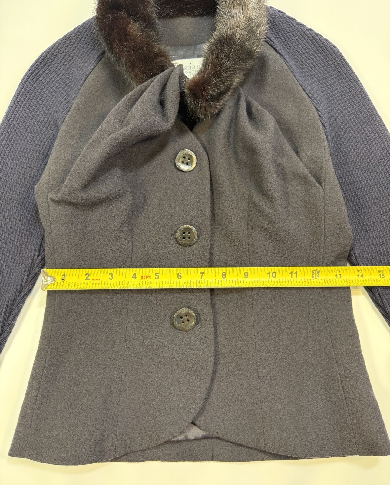 Christian Dior Boutique 1999 Mink Fur Collar Wool Silk Jacket FR36 US4 #4