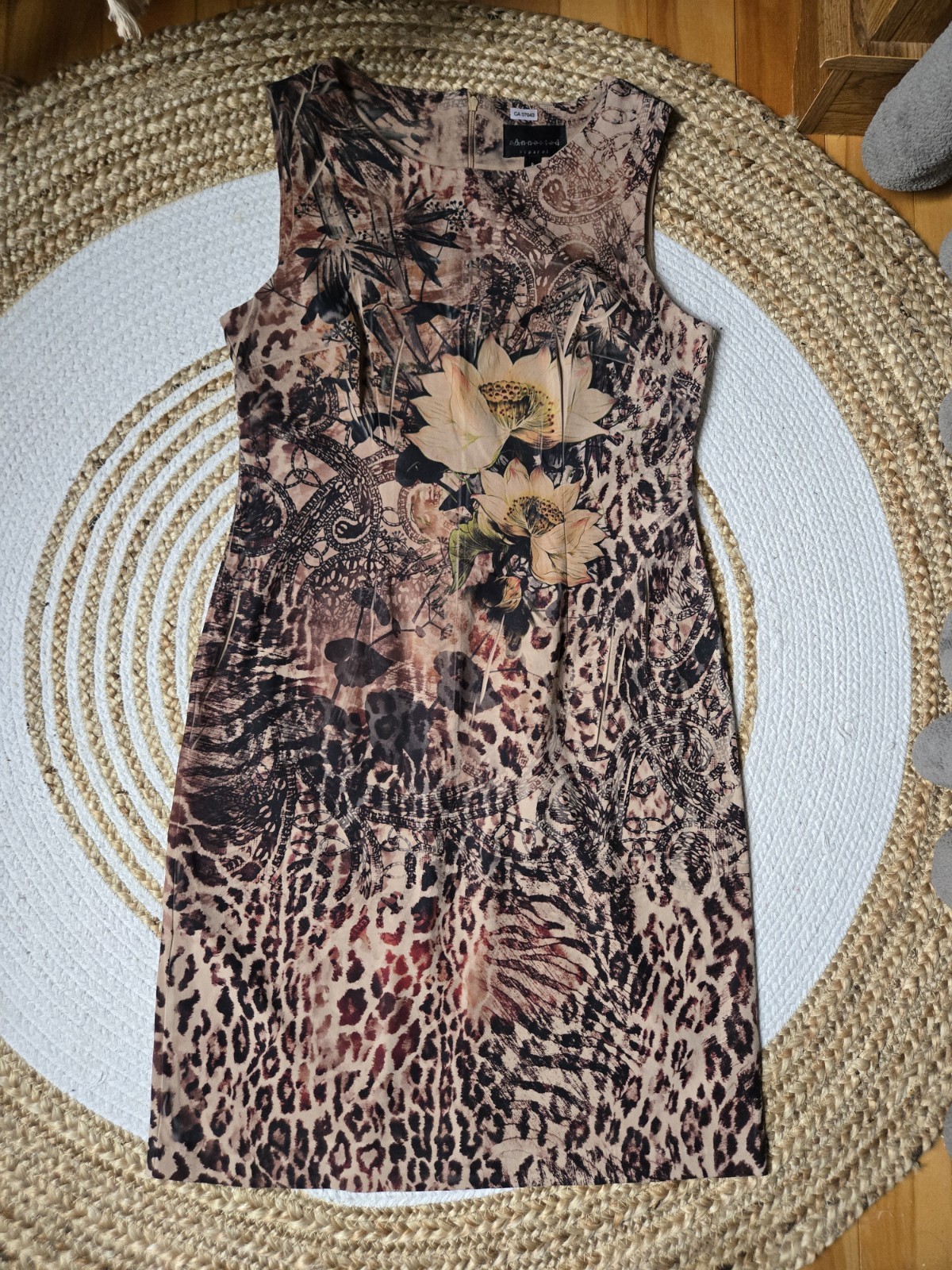 Vintage Y2k Retro Aesthetic Floral-Animal Print Midi Dress Safari Boho Chic