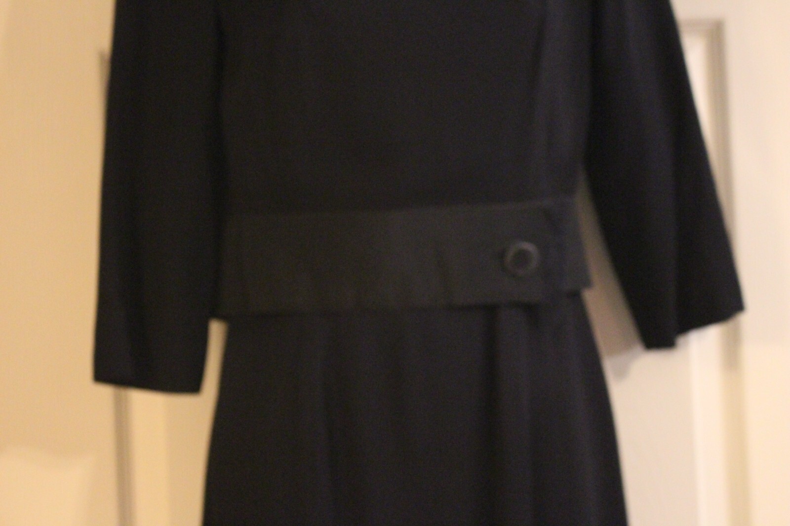 Maurice Rentner 60’s Vintage Silk Dark Navy Dress with Jacket Overlay (Small)