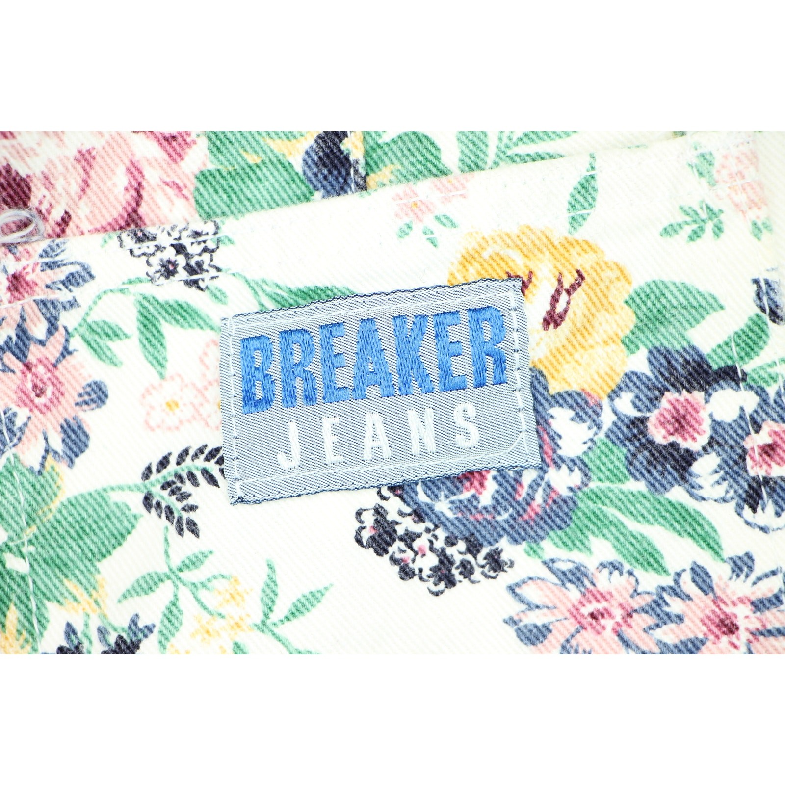 Vintage Breaker Floral All Over Print Festival High Waist Denim Jean Shorts 27
