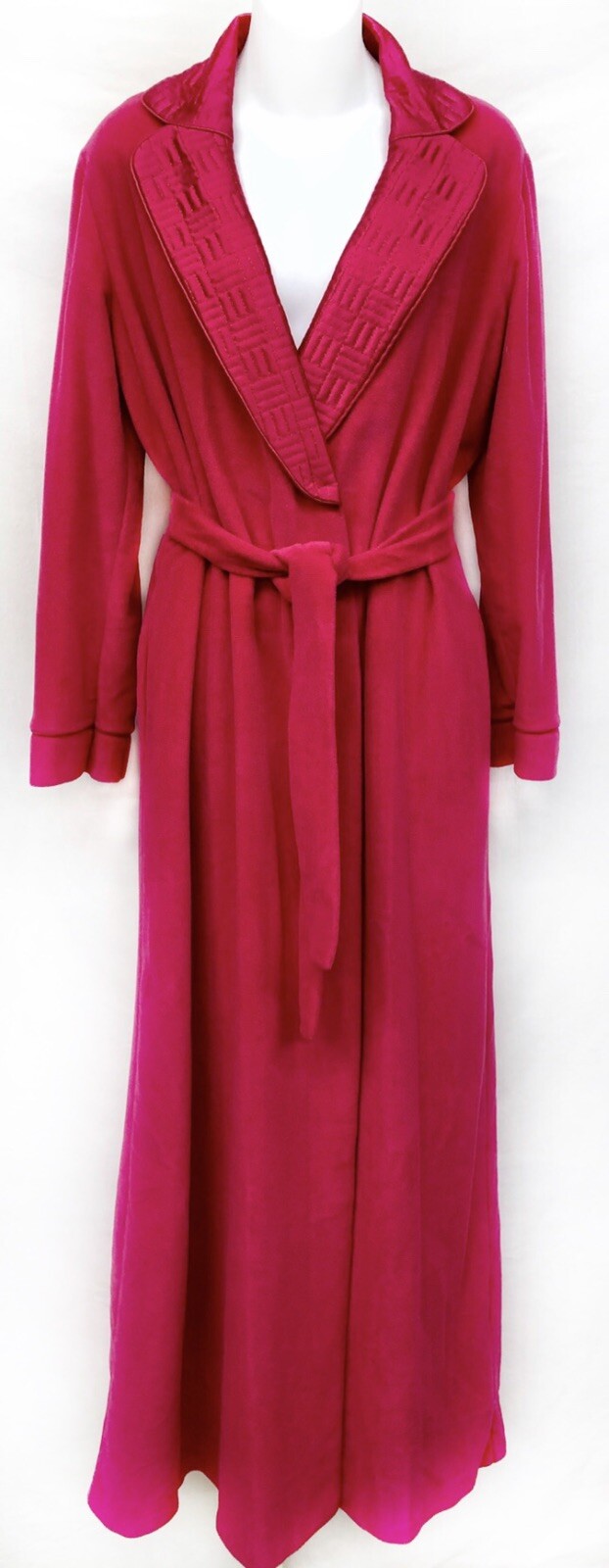 Lux Vtg Sears Best Sz S Womens Lounge Robe At Home Wear Fuschia Pink Fleece 8-10