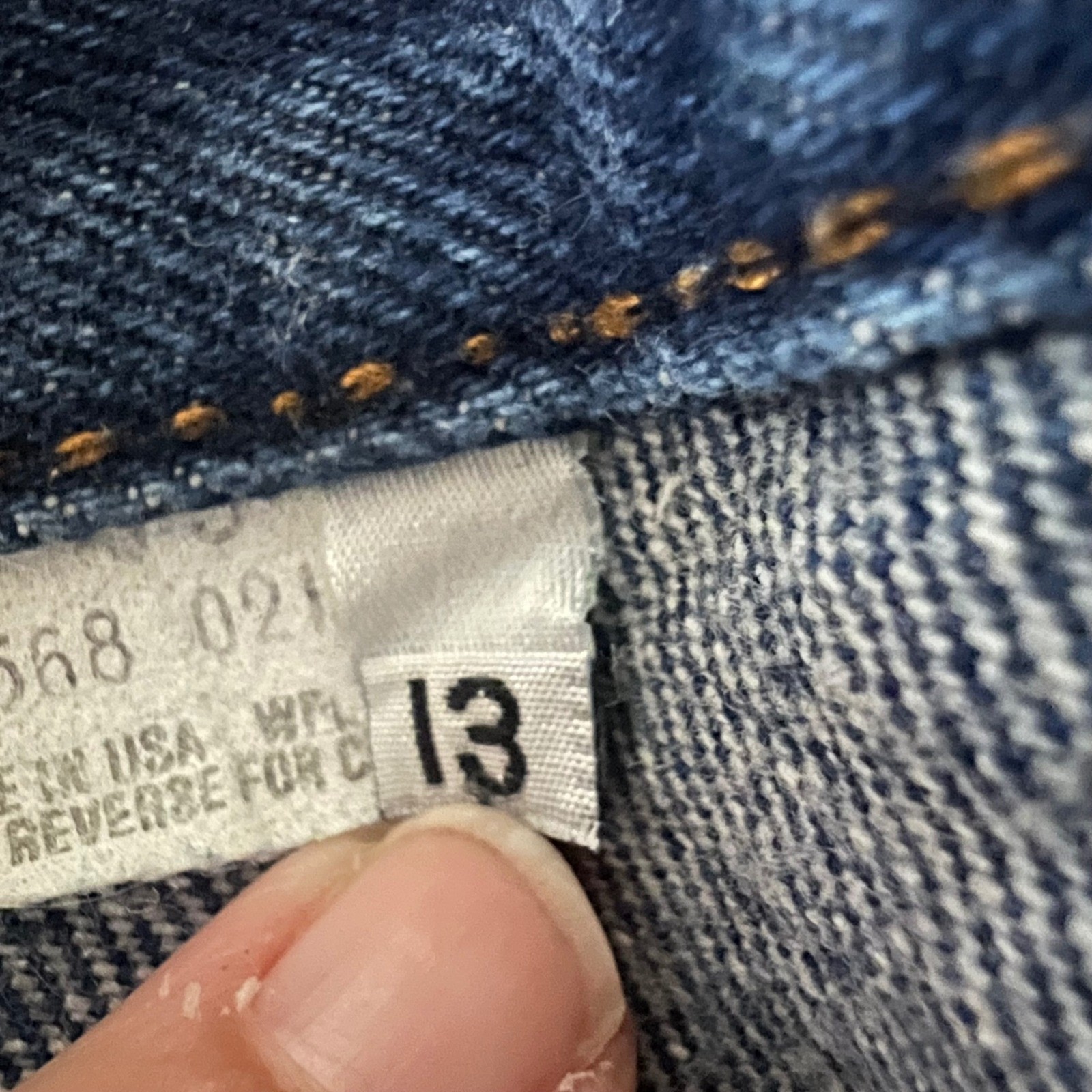 Vintage USA Made Levi’s White Tab Jeans Size 13 High Rise Straight Leg 554