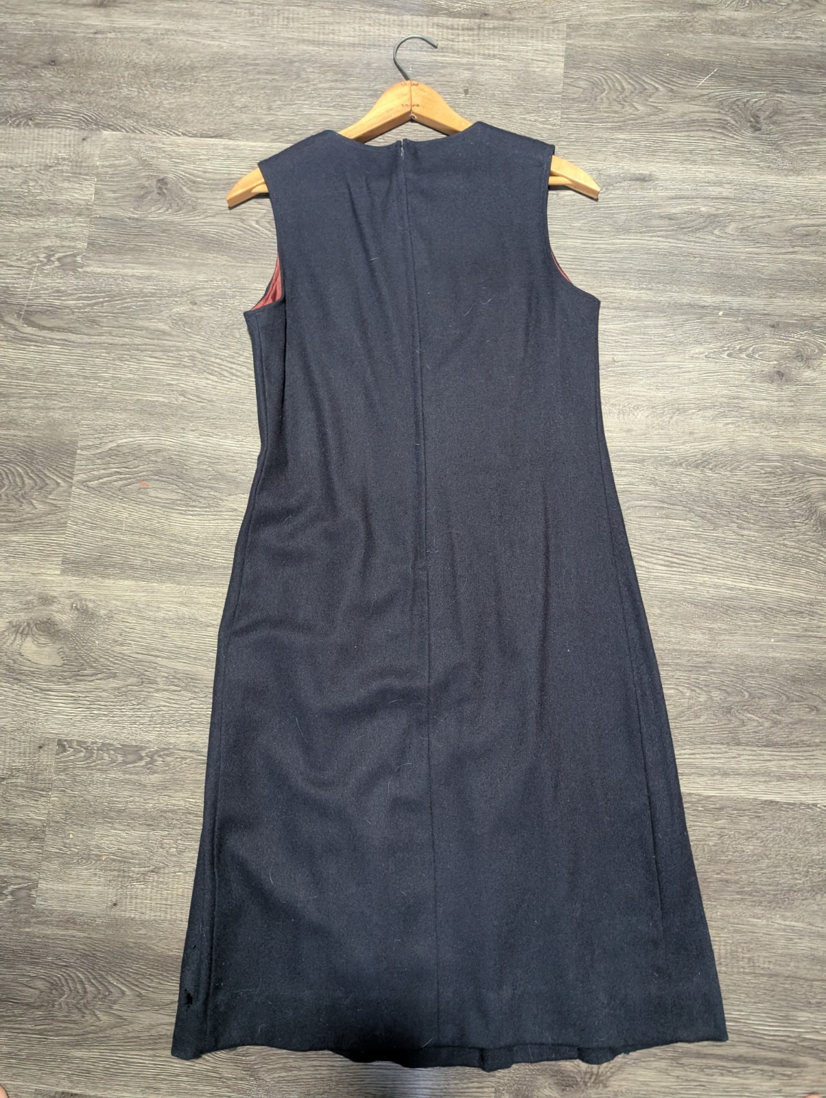 Vintage 70s J.G. Hook Wool Blend Pinafore Dress – Dark Academia Navy Blue – Size