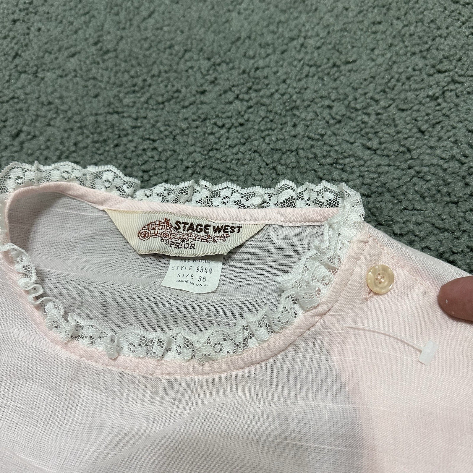 VTG 1970s Western Bib Shirt Lace Cottagecore Size 36 NOS Stage West by Prior