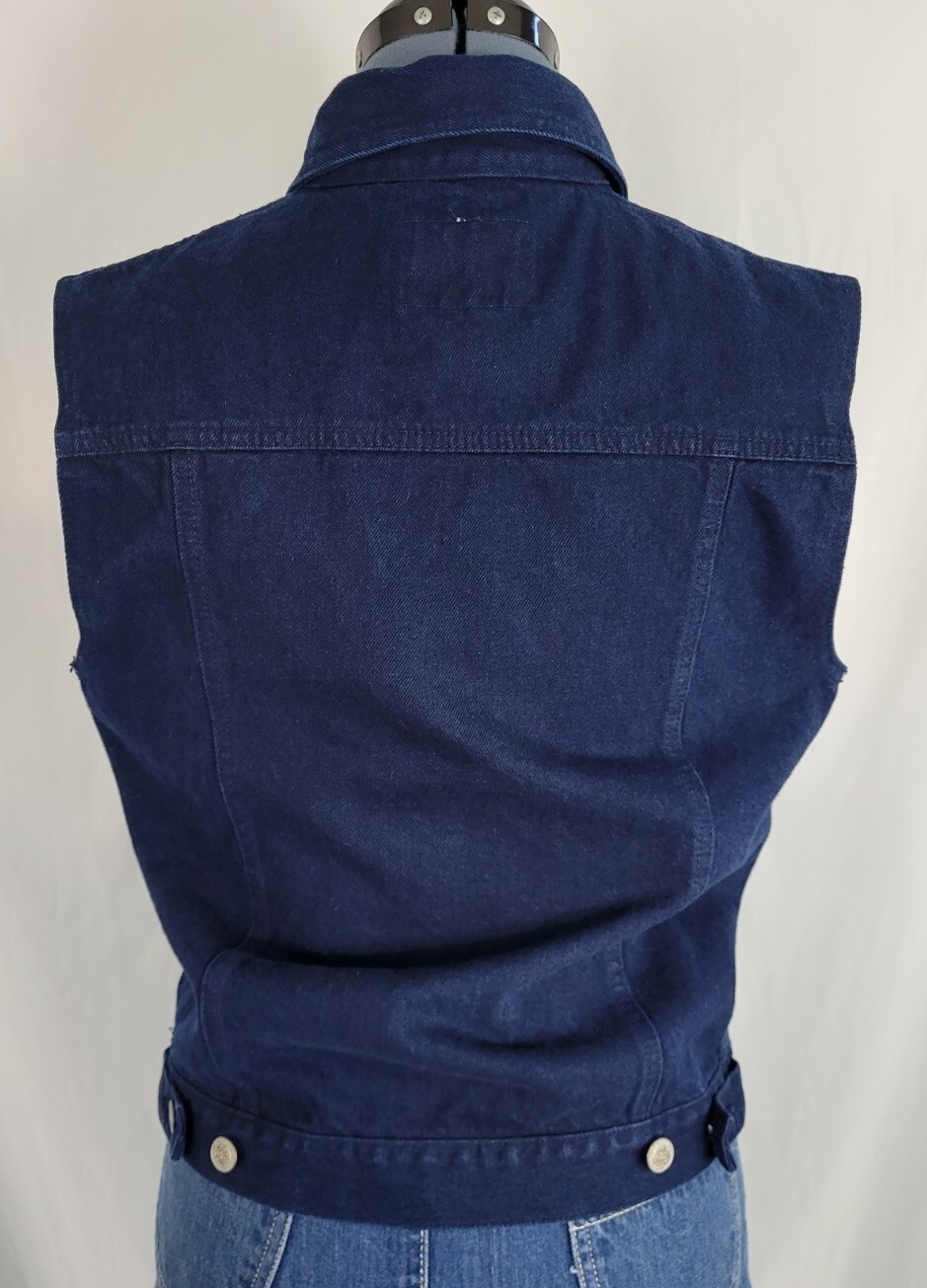 Vintage PS Gitano Dark Blue Sleeveless Denim Vest Size Small
