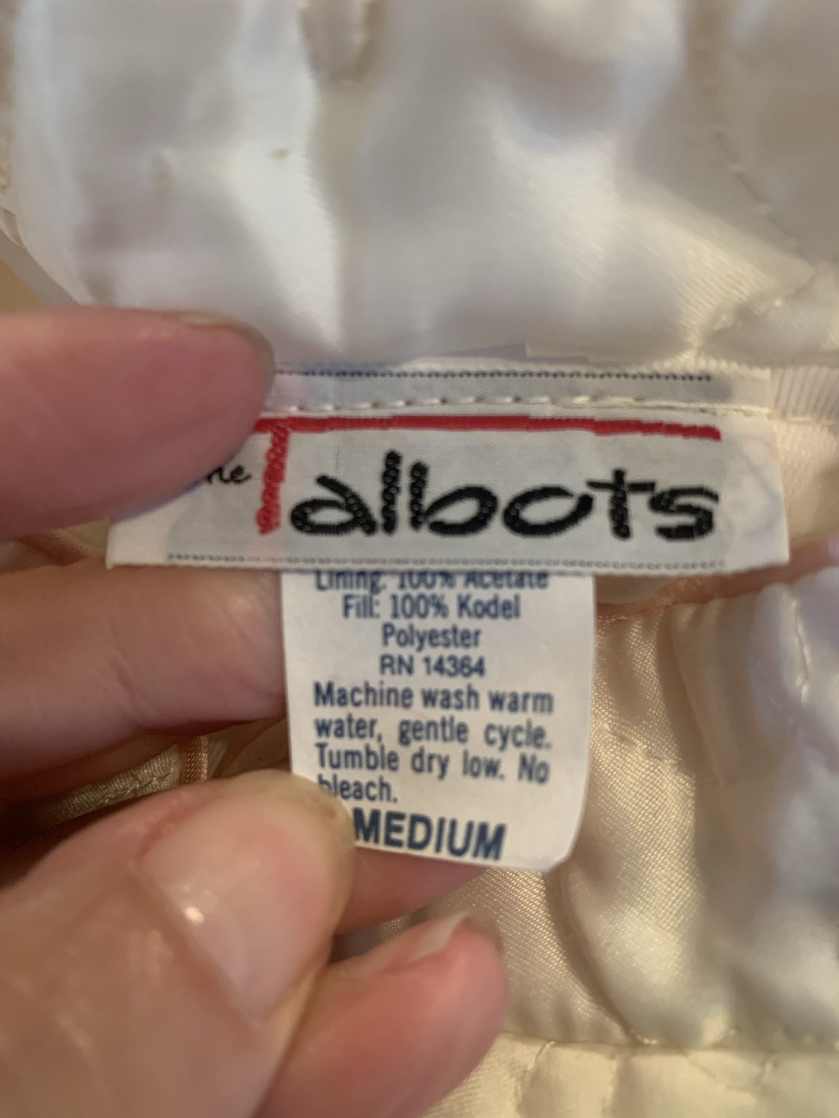 Vintage Talbots NOSWT Bed Jacket Quilted Cream W/Light Pink Button Up USA Size M