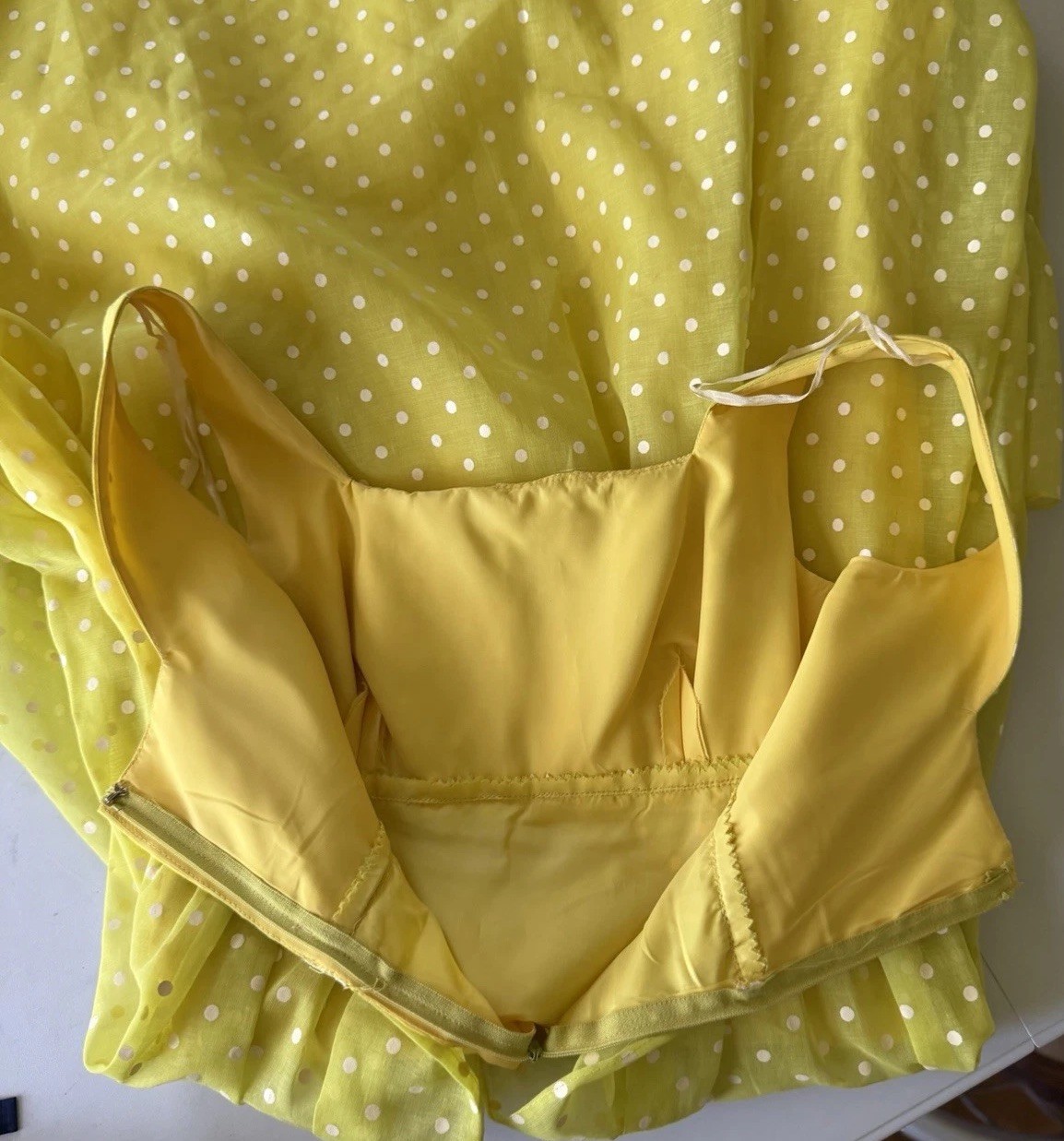 Vintage 70s Yellow Polka Dot Maxi Dress & Bolero Jacket XS/S Prarie Princess