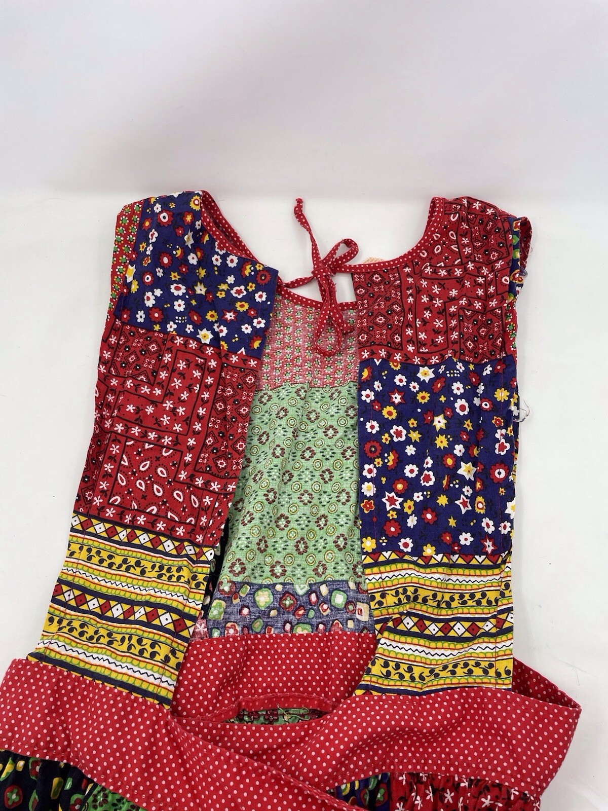 Vintage 60s 70s Design House Patchwork Cottage Core Apron Jumper Maxi Dress