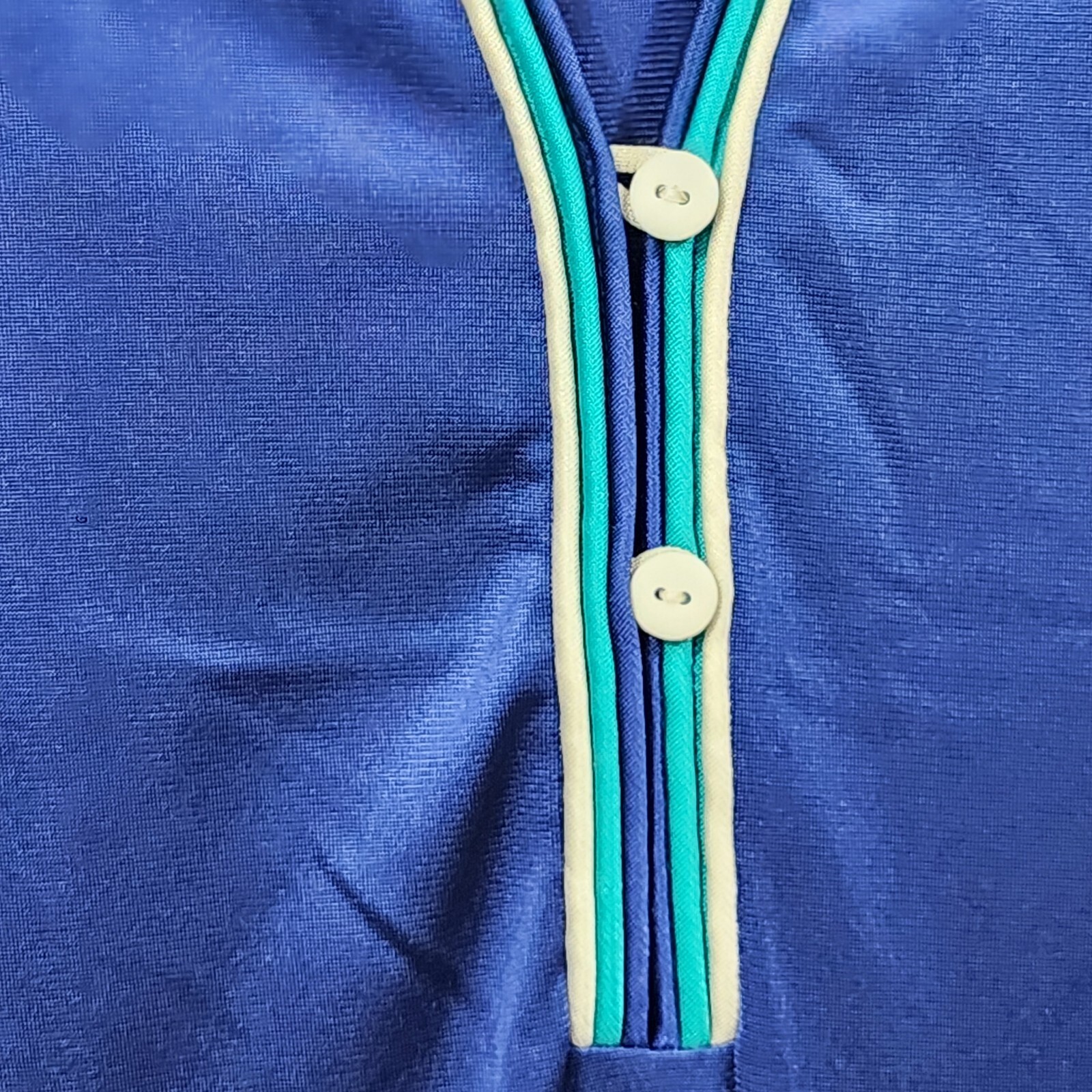 Women’s Vintage 70s XS/S Misses JC Penney Nylon Royal Blue Teal White Piping Cap