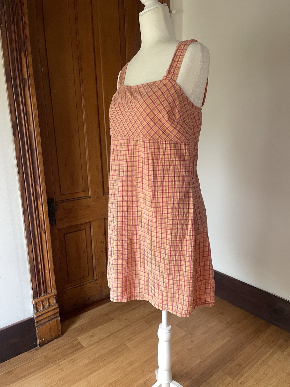 Vintage Y2k Plaid Tank Summer Dress – Pink & Orange Cream Size 11