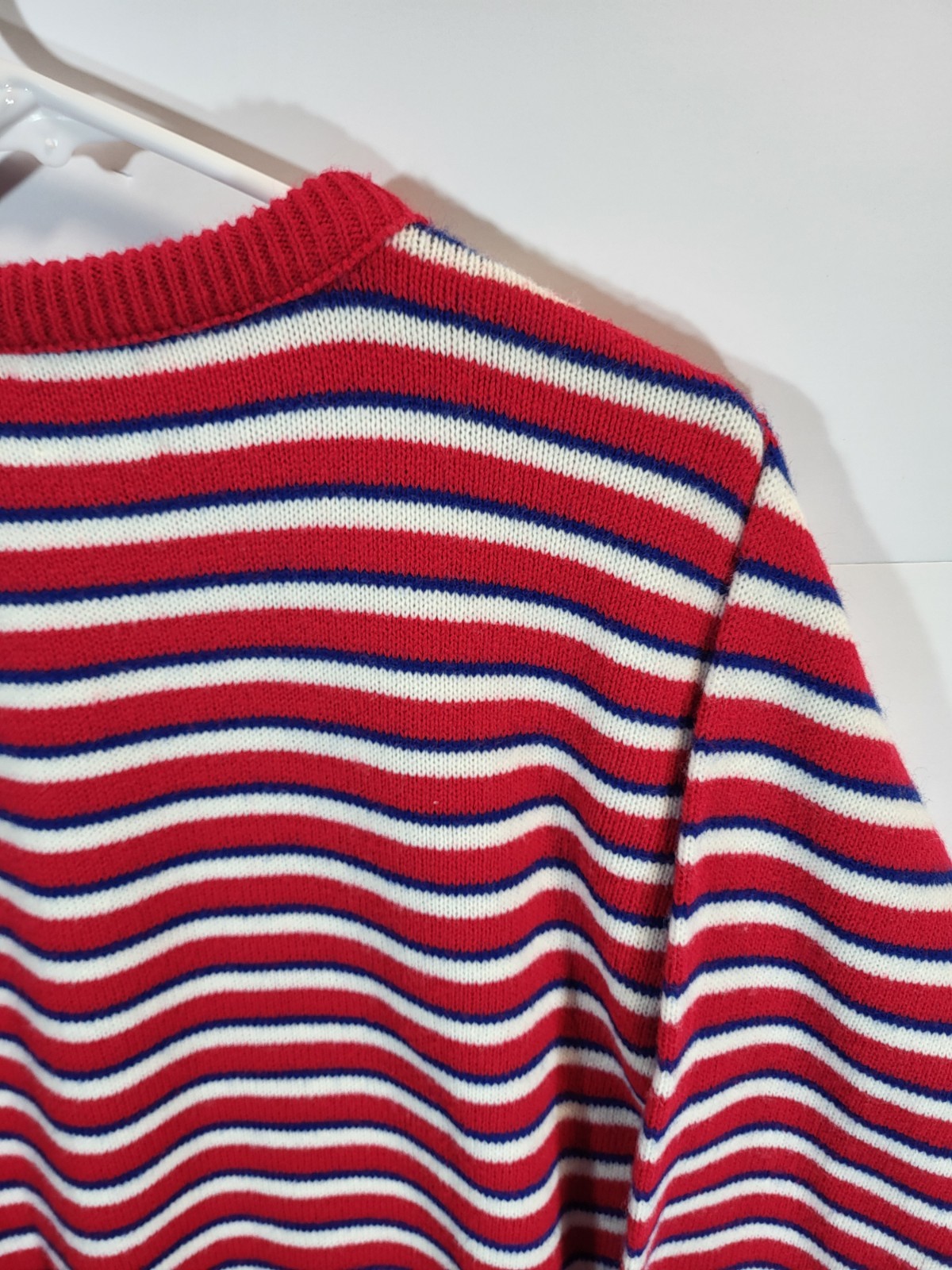Picket & Post Sweater Women’s Small Striped Red White Blue Crew Neck Vintage 80s