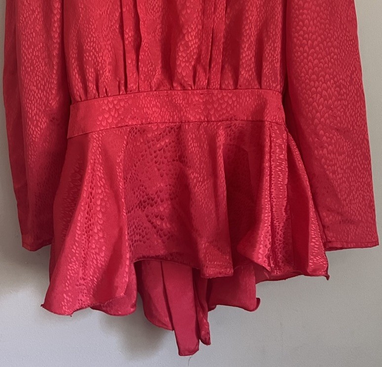 Vintage Skirt Set Blouse Top 80s 90s Ruffle Bow Secretary Peplum Size Small 4 6