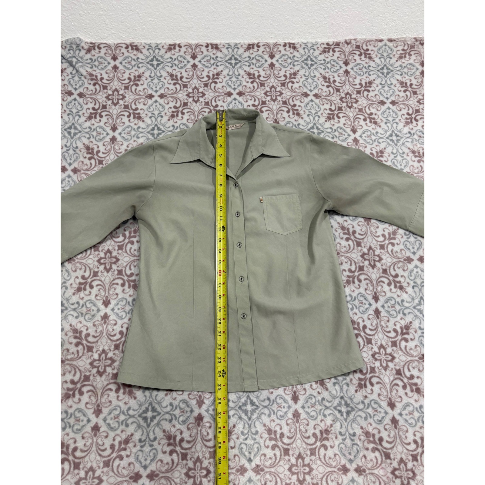 VTG Nick Name Vintage Sage Green ButtonUp Shirt XL Elbow Sleeve Utility Workwear