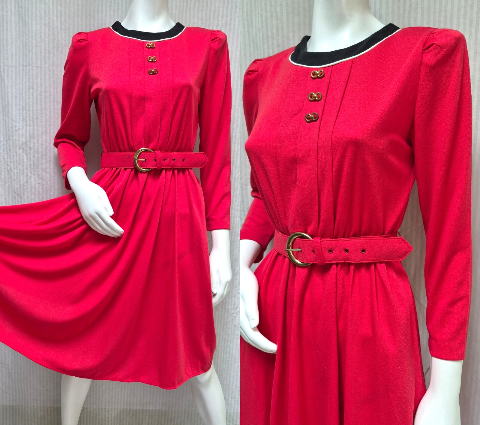 NWT Vintage 1980s TABBY CALIFORNIA Red Dress with BELT – Size M
