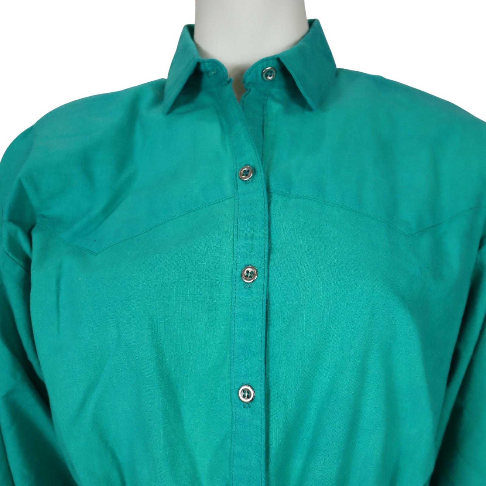 Vintage Panhandle Slim Western Dress Pleated Prairie Green USA 80s Women’s 12