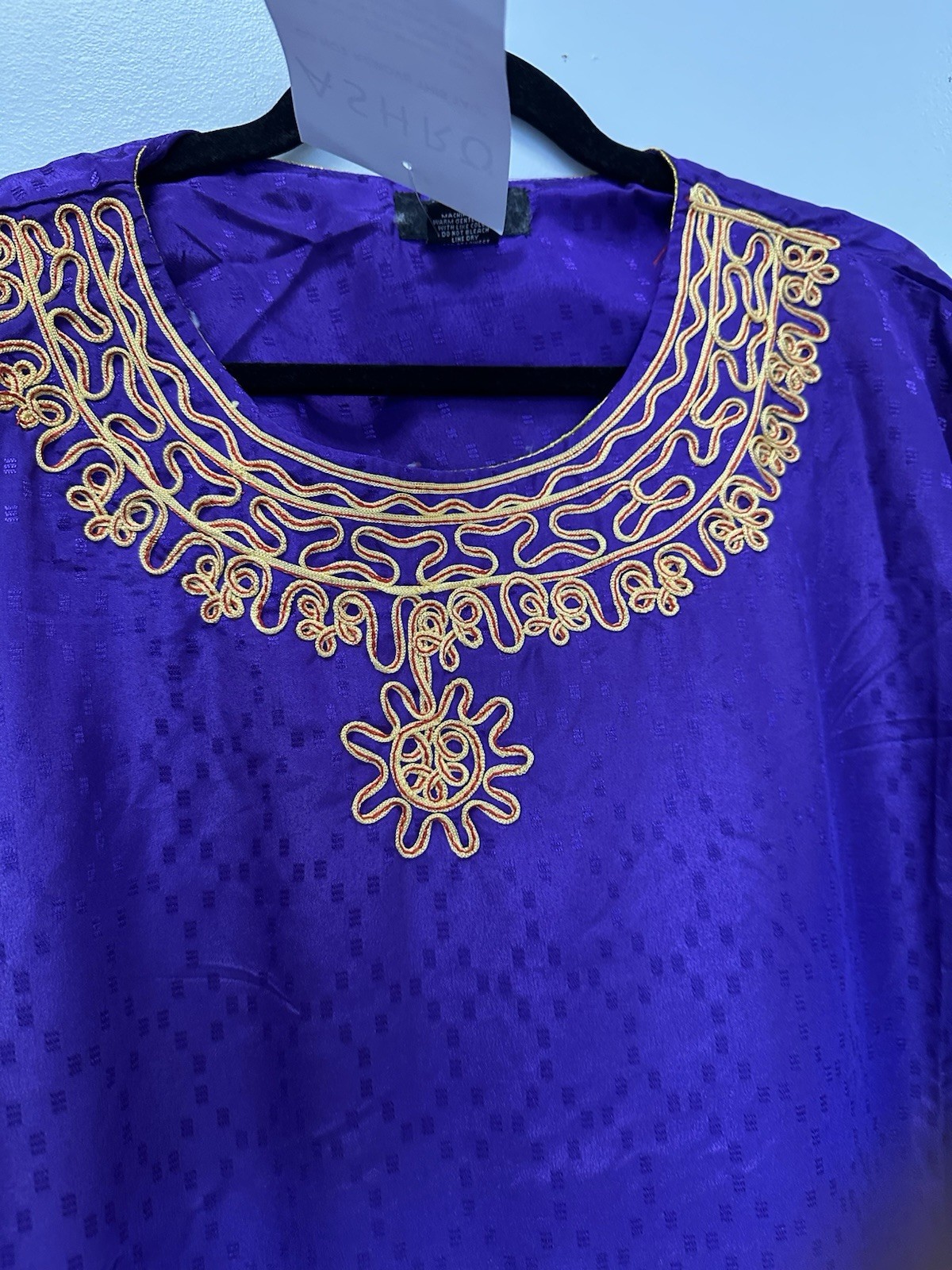 80s PURPLE PLUS SIZE VINTAGE DRESS JEWELED GOLD METALLIC
