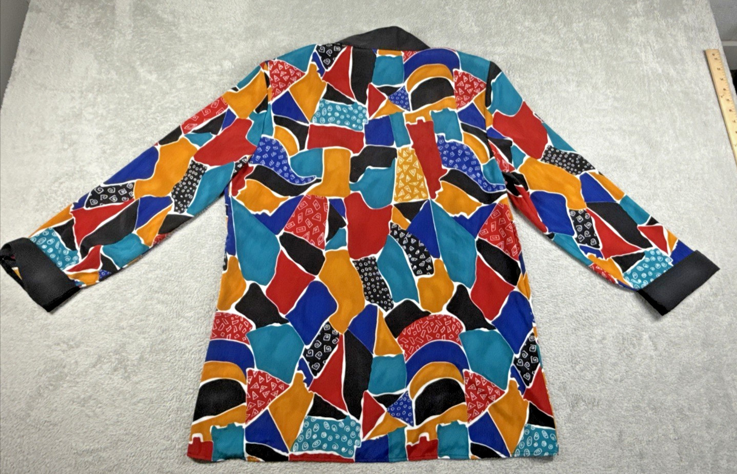 Vintage 80s/90s Maggie Sweet Open-Front Geometric Print Kimono Cardigan Large