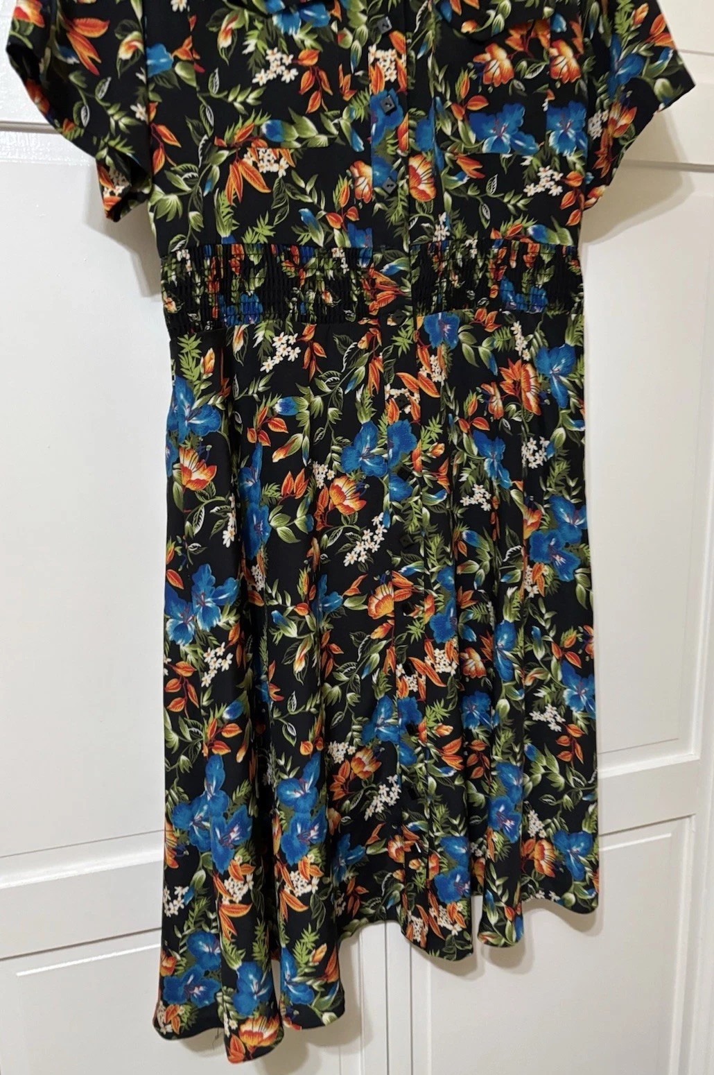 Vtg Y2K 1990’s Liz Claiborne Black Floral Short Sleeve Dress Size 6 Secretary