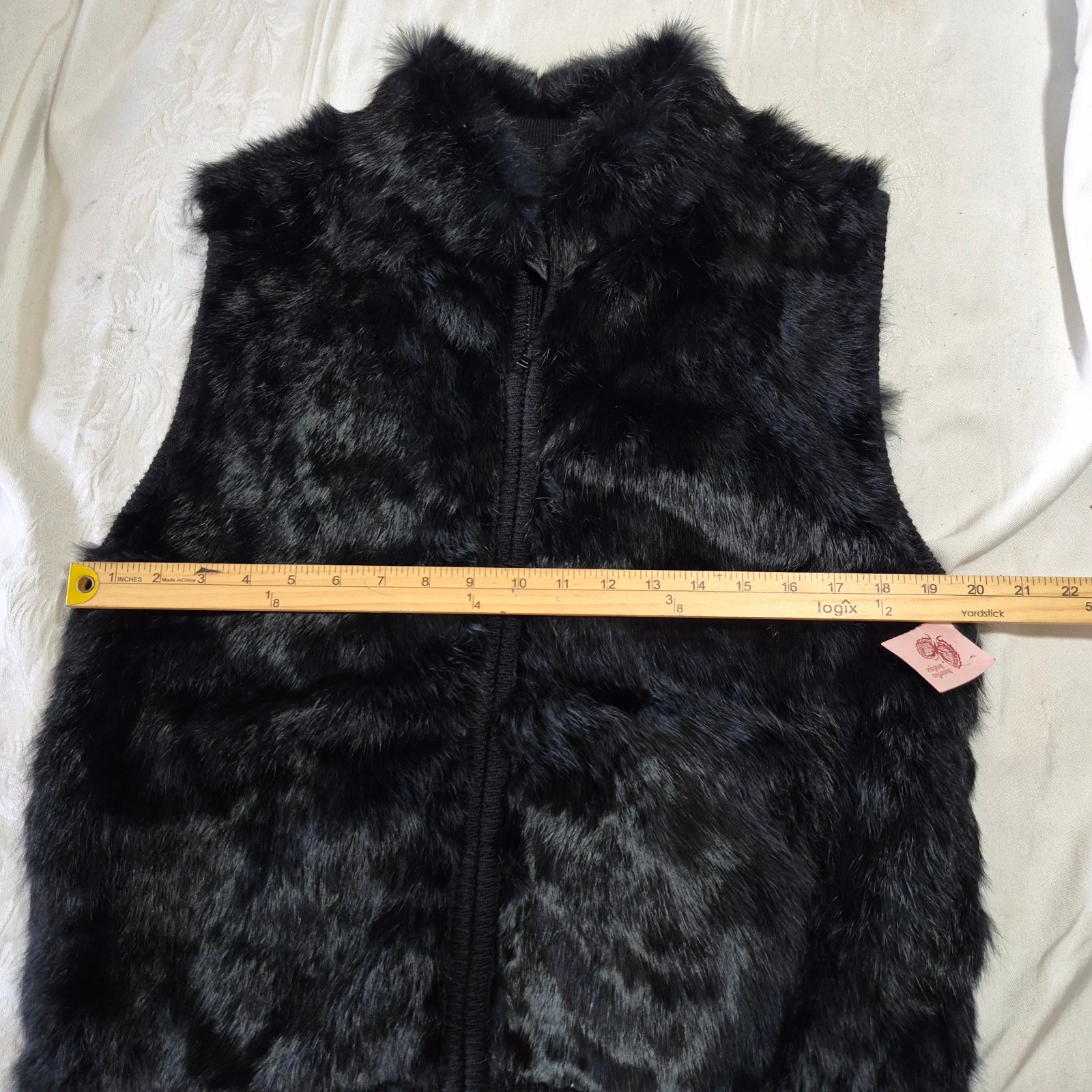 VTG 80s Rochelle California Real Rabbit Fur Wool Sweater Vest Black Medium MINT