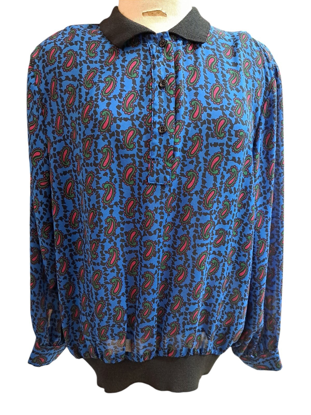 Vintage 70’s 80s Rhoda Lee Blouse Women 24W Paisley Popover Academia Cottage Y2K