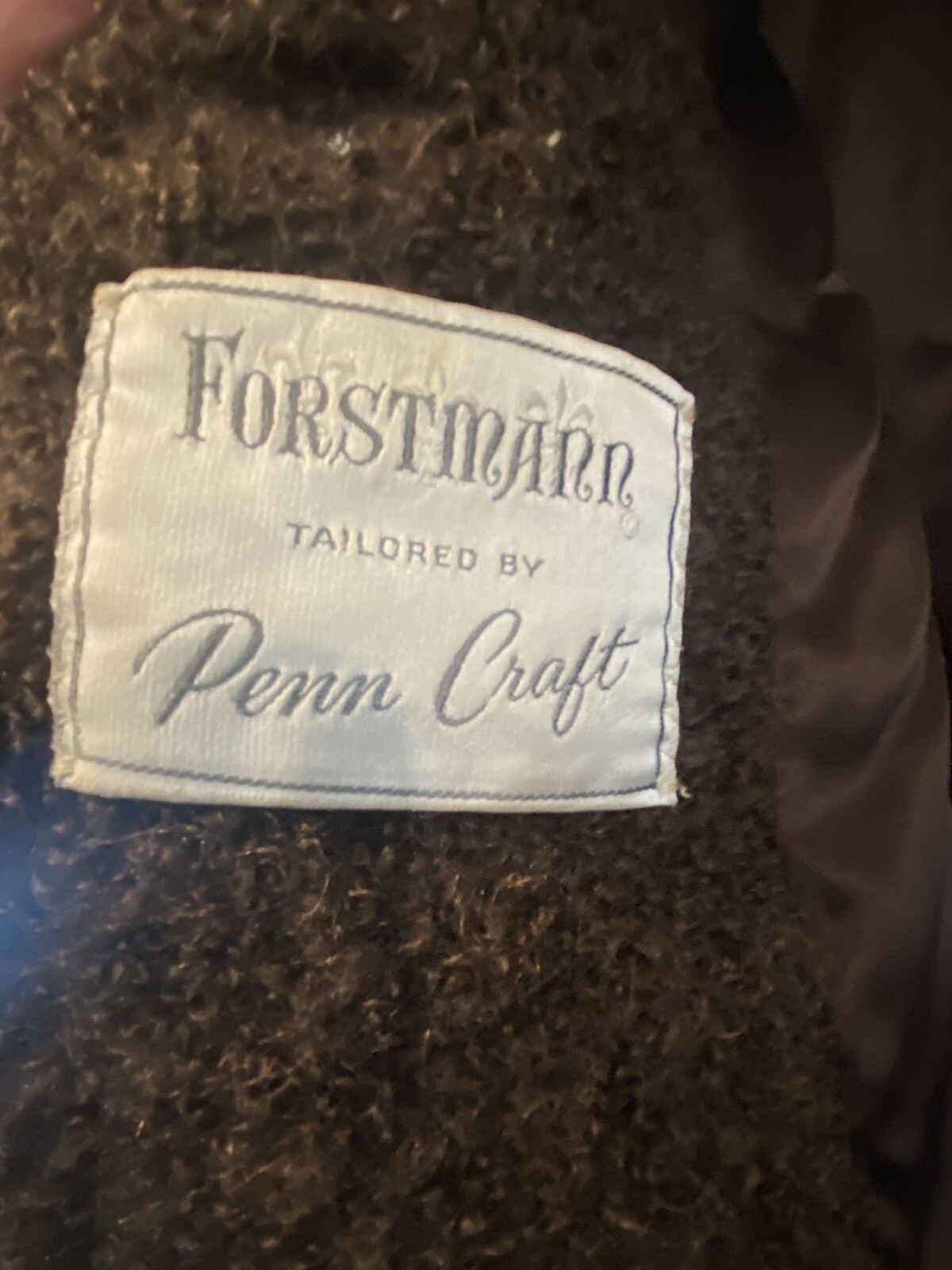 Vintage John Wanamaker Forstmann Wool Blend Boucle Fur Collar Coat Brown Small?