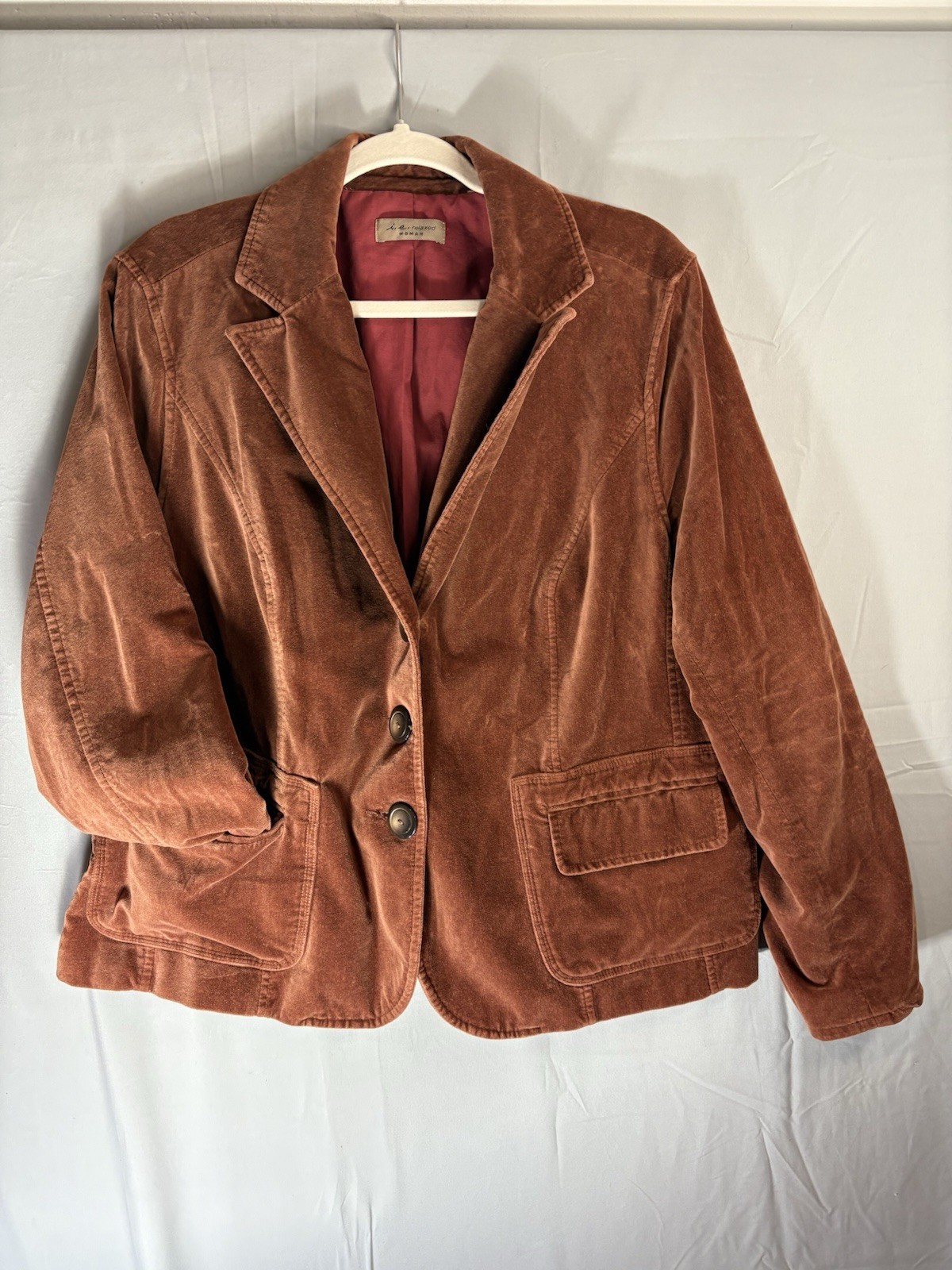 Vintage Rust Brown Velvet Womens Oversized Blazer sz M by i.e. 70s Style Western