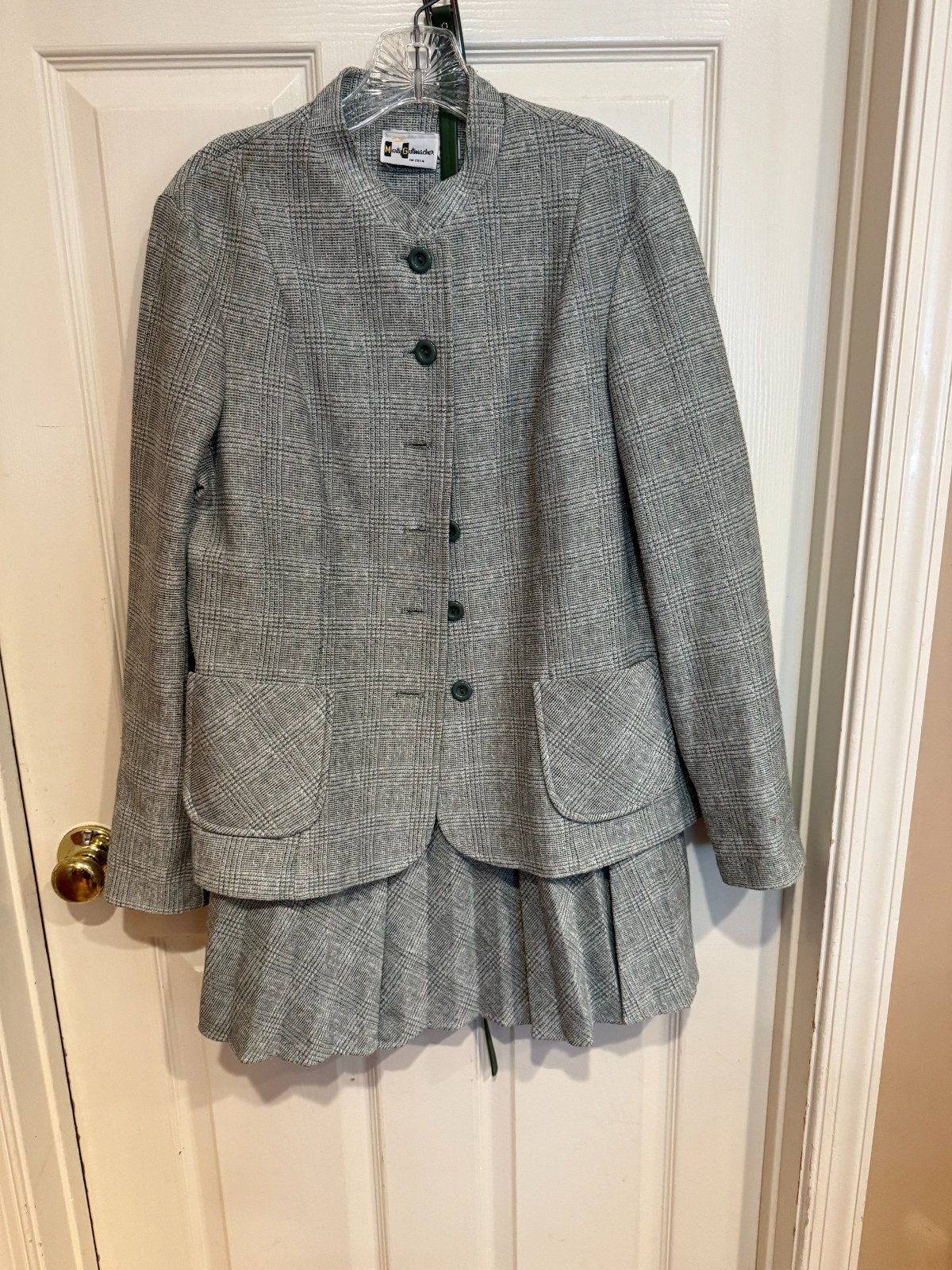 Vintage RARE Marty Gutmacher Pleated Skirt Suit Jacket SZ.16 GREEN BELT OPTIONAL