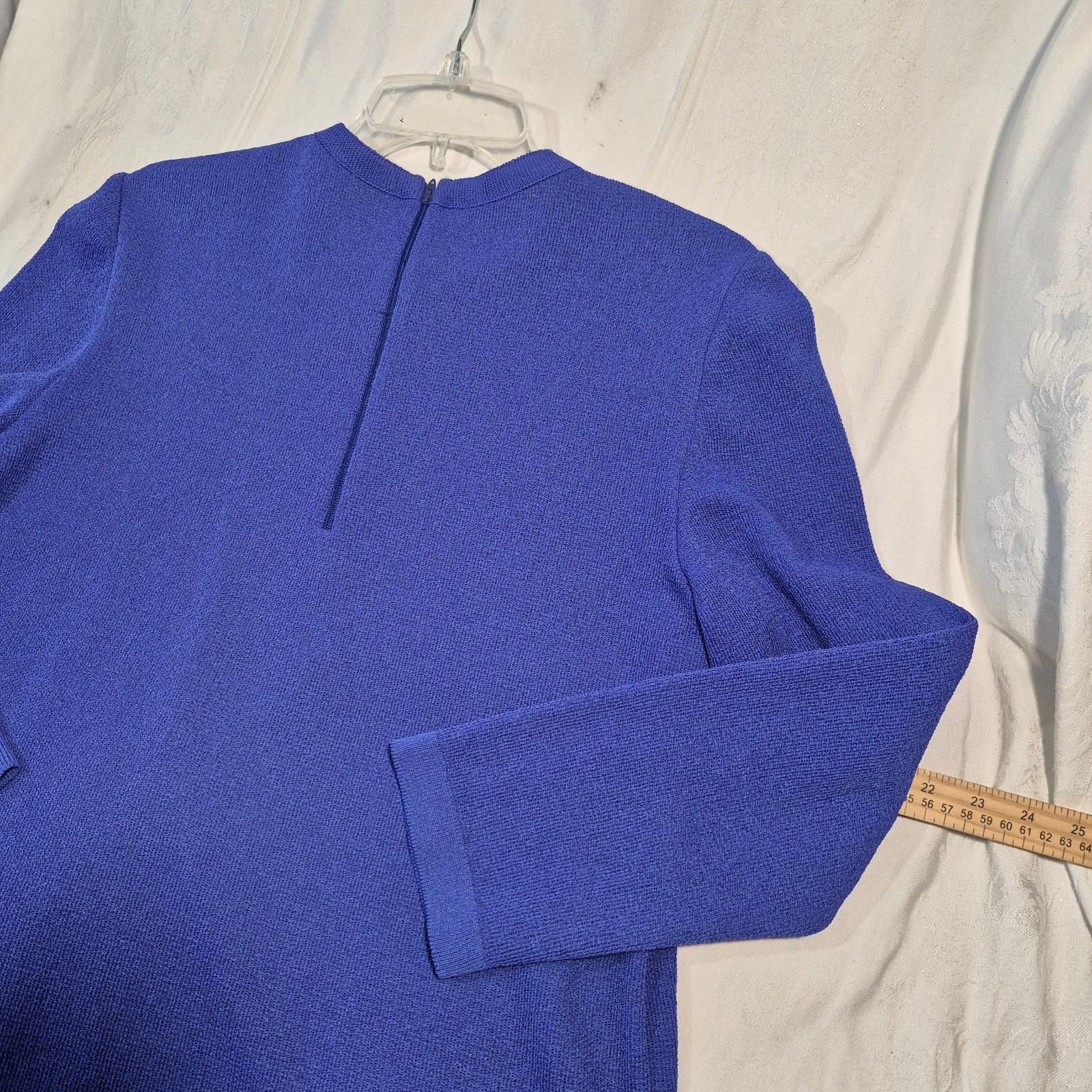 Vtg Castleberry Knit Skirt Suit Set Womens 14 Royal Blue Gold Button 80s MINT