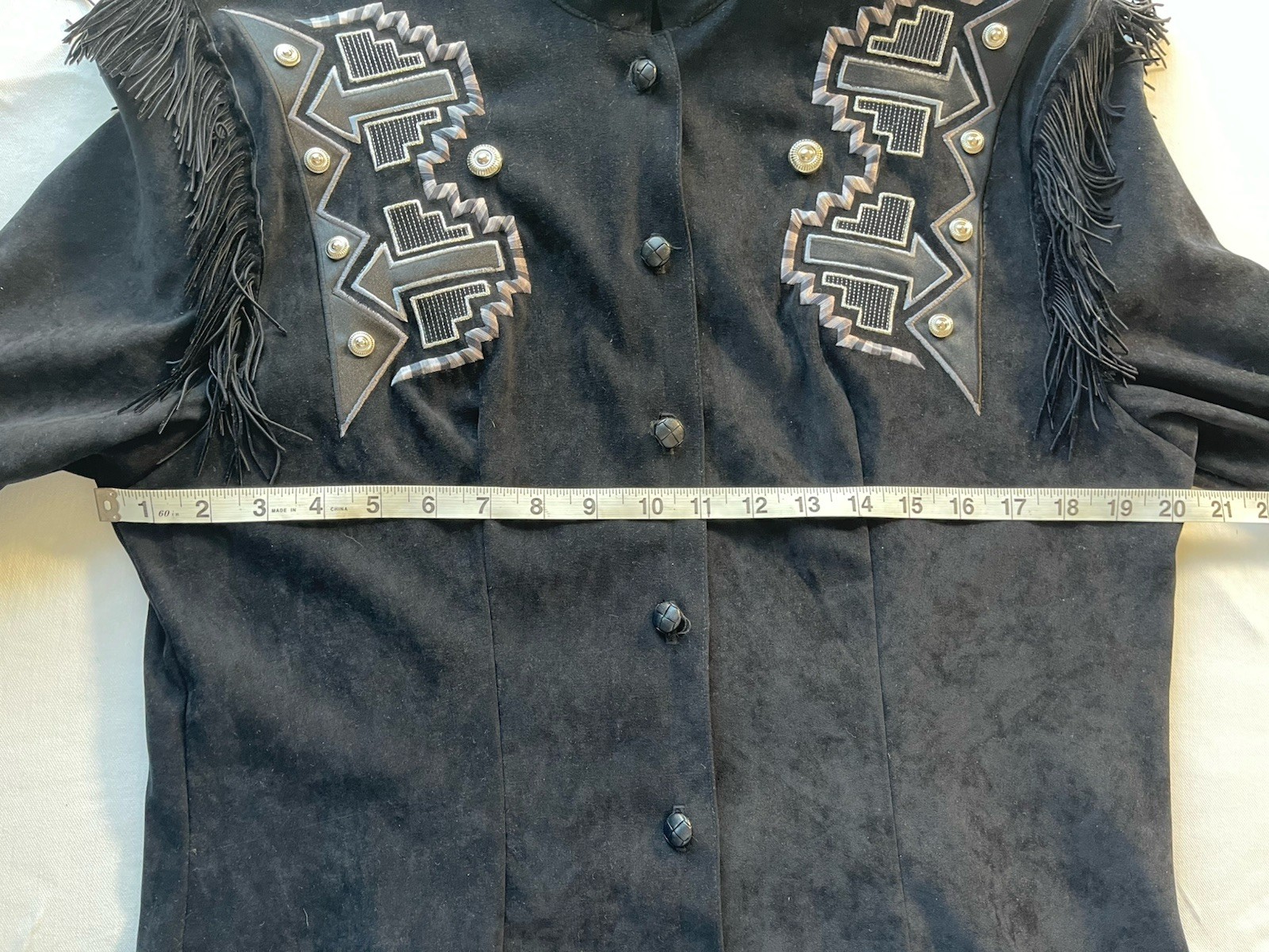Vintage Western Fringe Shirt Southwestern Embroidered Ranchwear Women’s