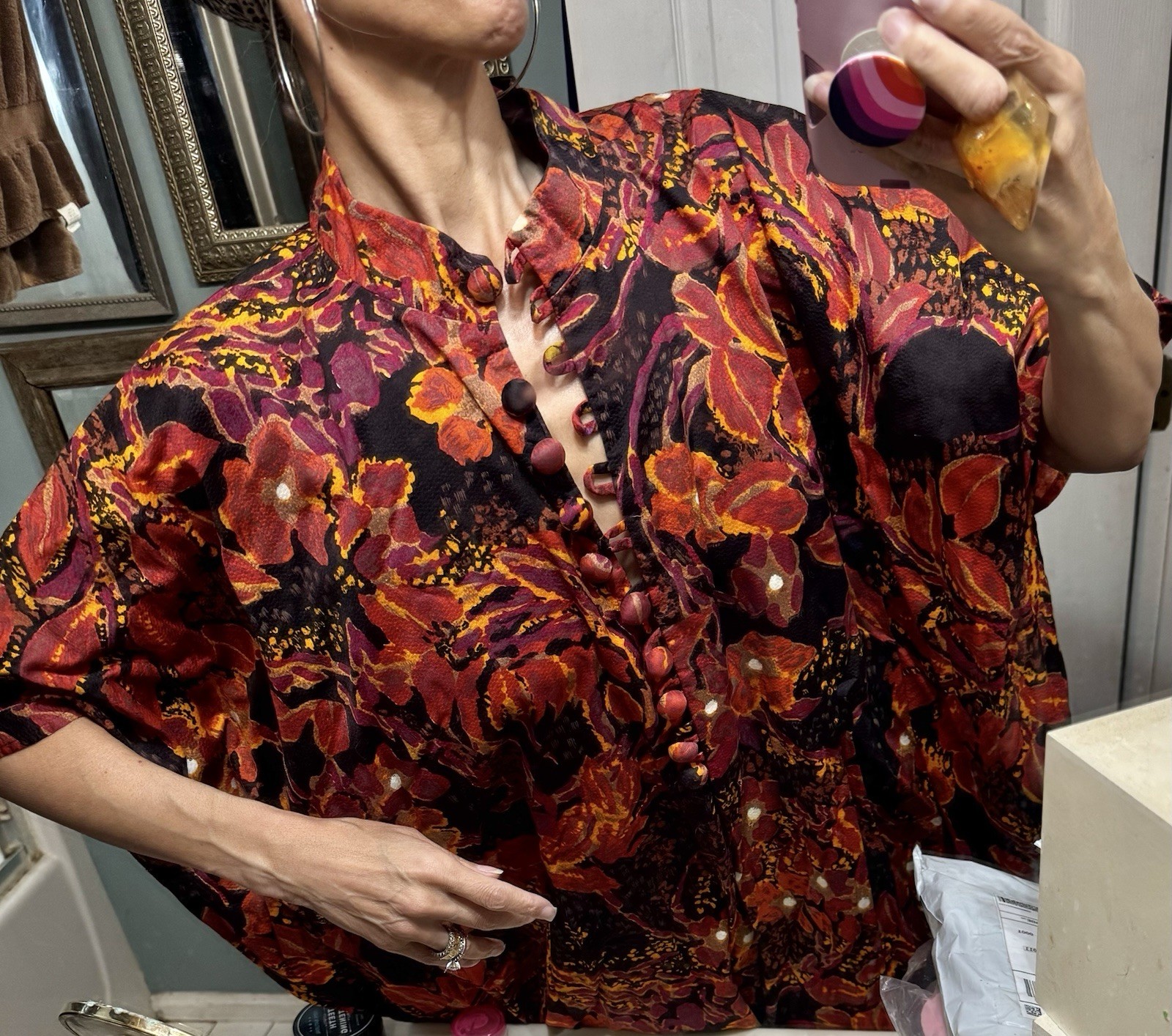 Vtg Caftan Alice California Perma Press Maxi Dress Covered Buttons Rare Goddess