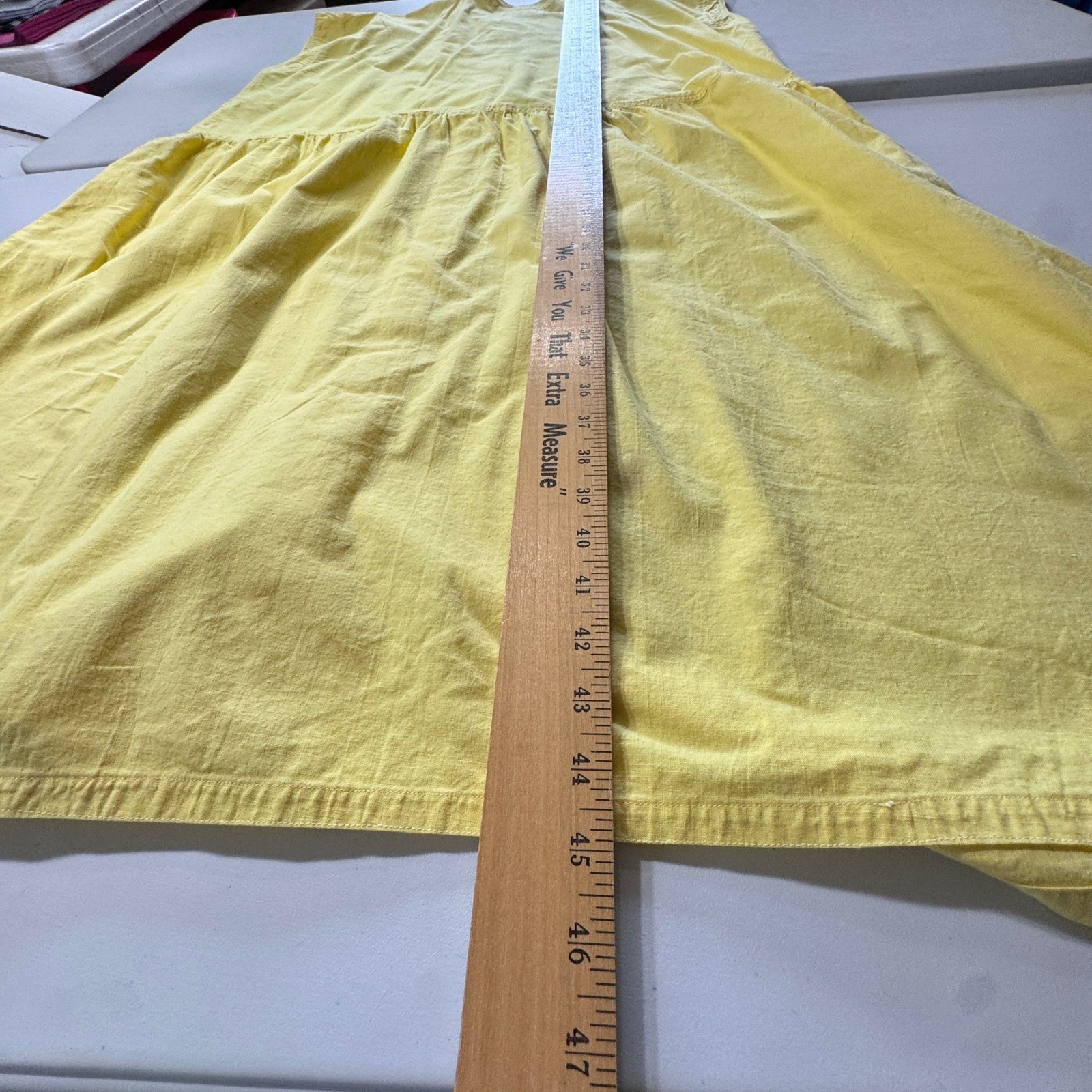 Vintage 80s Pastel Button Down Dress Womens Large Yellow Sleeveless Midi