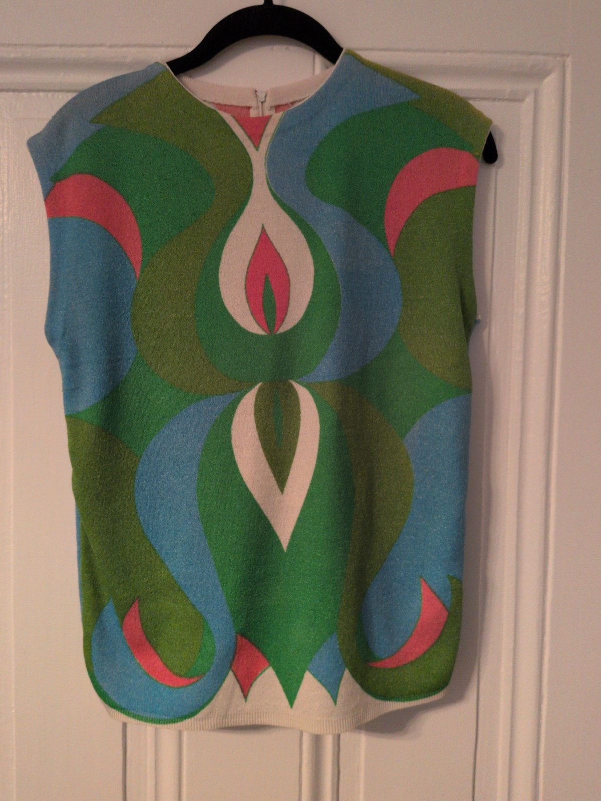 Ladies Sportempo Mod Sleeveless Psychedelic Print Shirt Size M USA Union Made