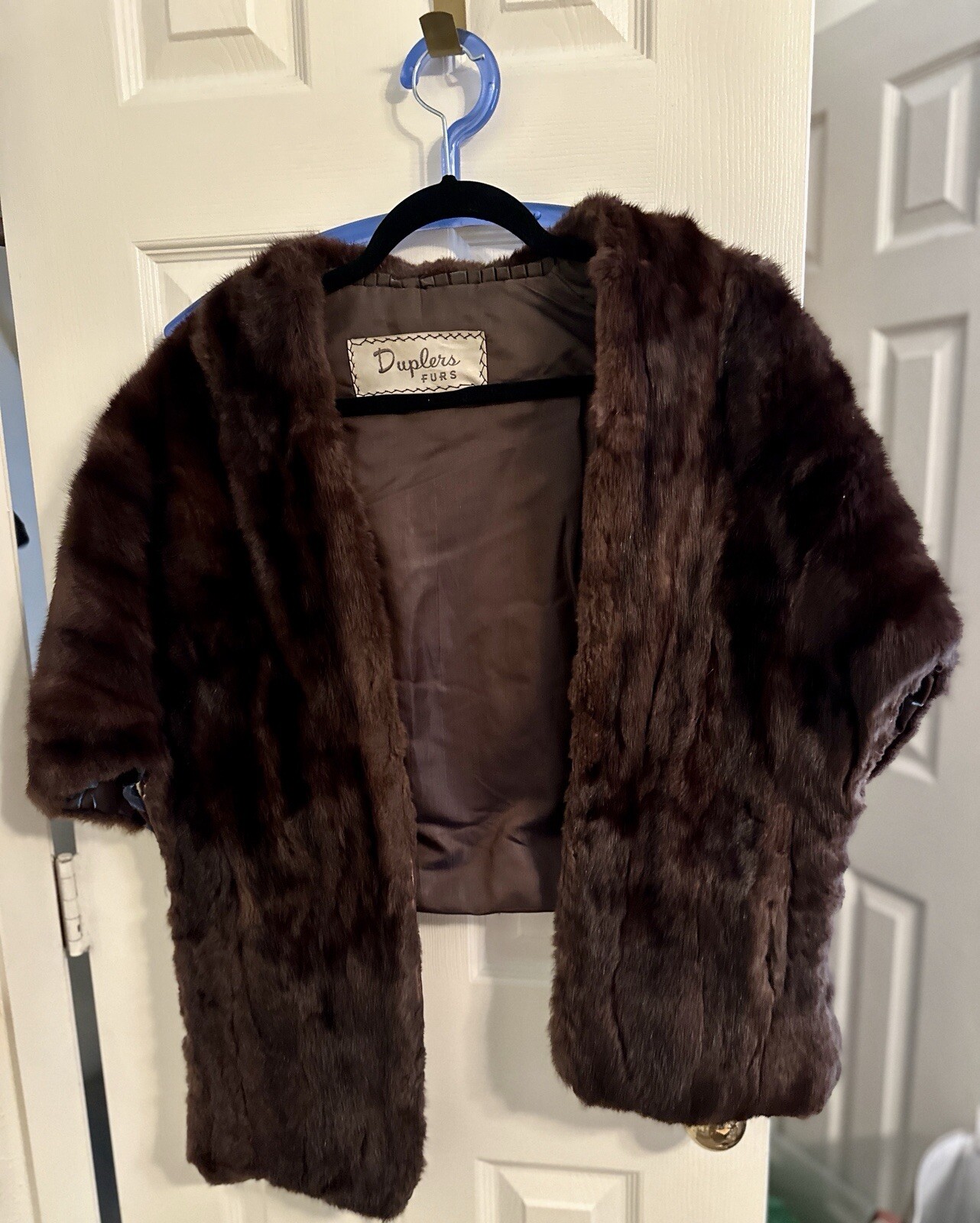 VTG Mink Fur Stole Shall Colar Shoulder Wrap Dark Chocolate Brown O/S 60s GUC