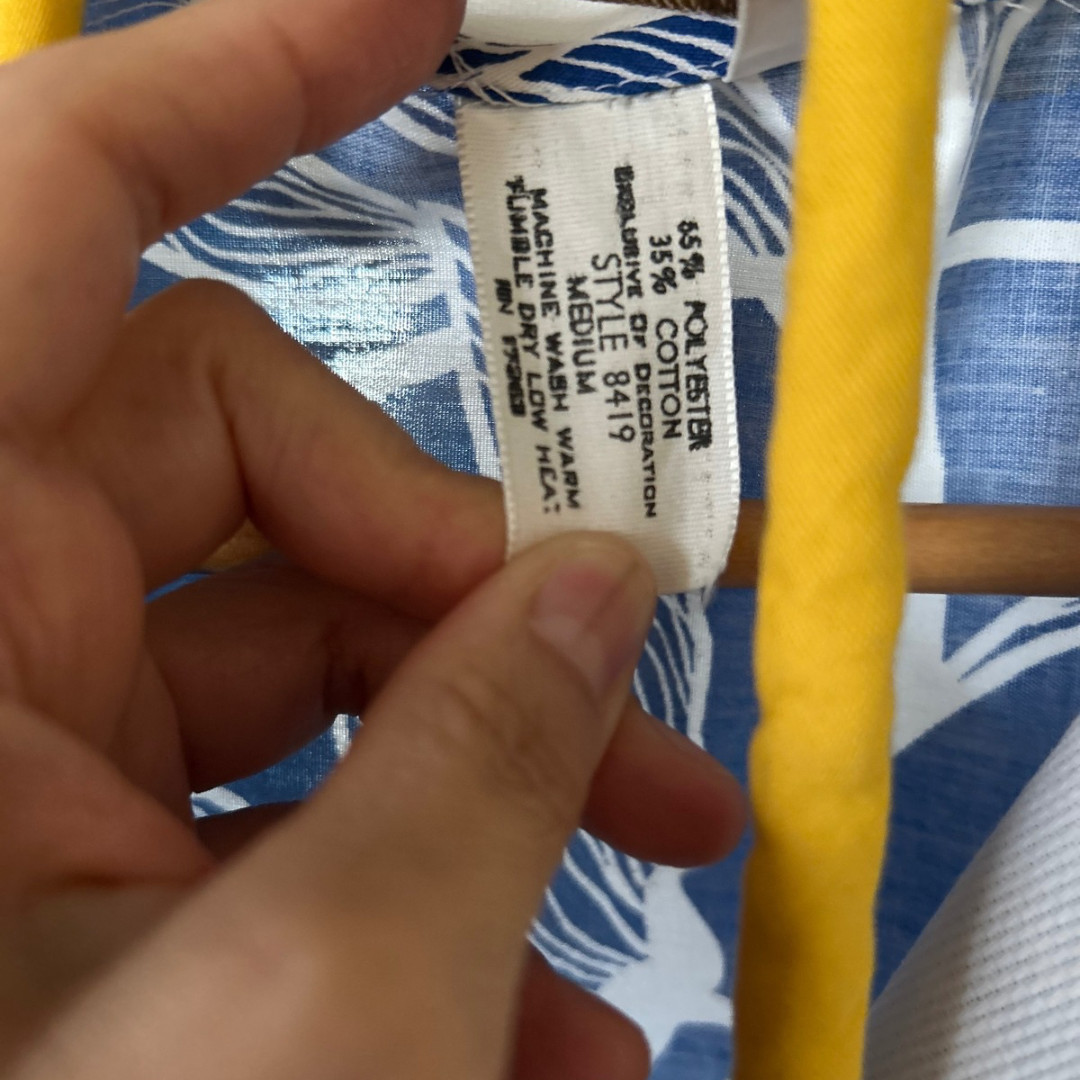Vtg 60s – 70s Komar Zip Front House Dress Royal BLue W/ white floral design Sz M