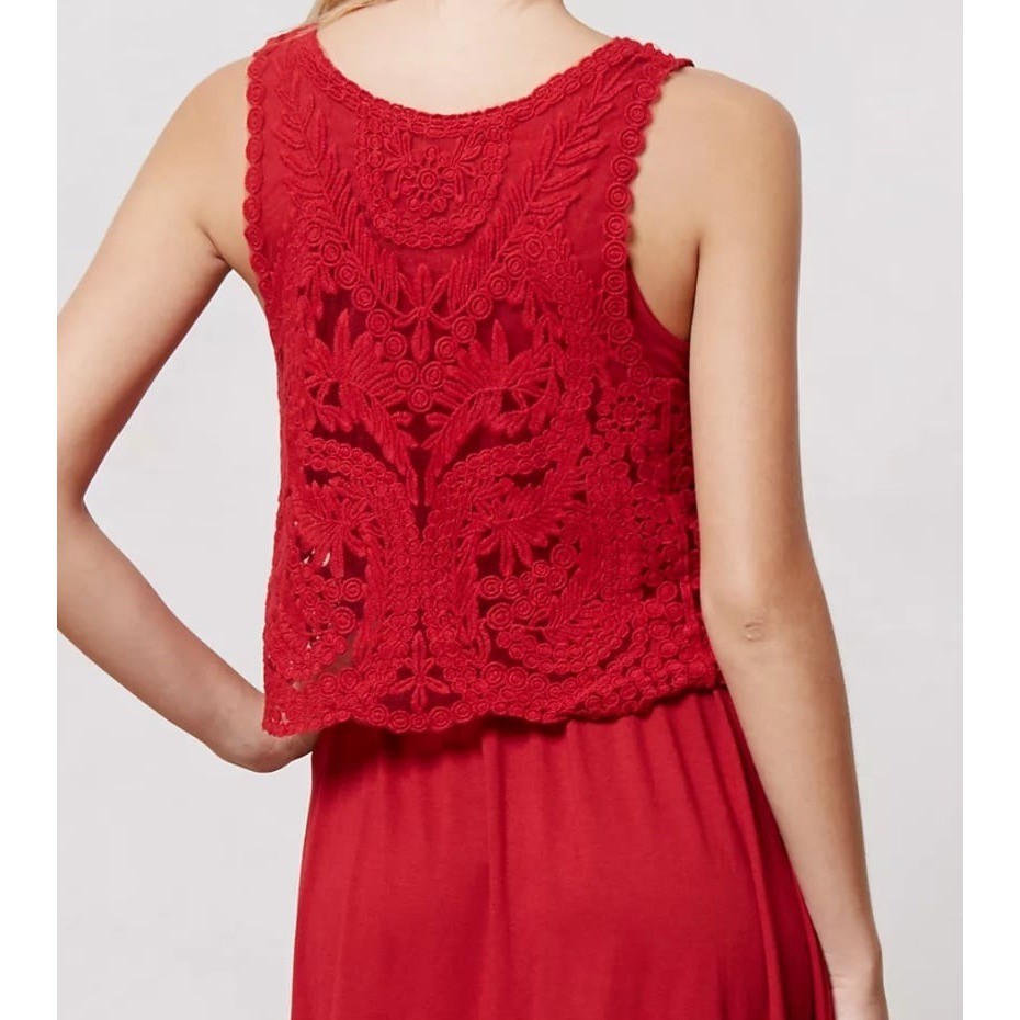 Lilka Geranium Crochet Dress Anthropologie Sz XS Feminine Edgy Classic Romantic