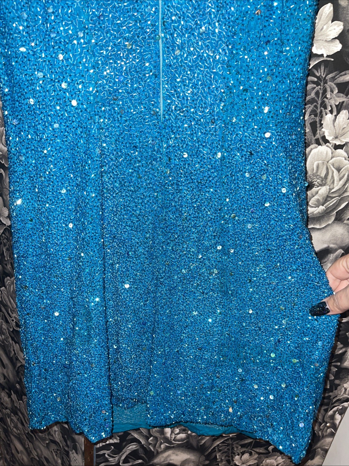 Riazee Boutique Teal Silk Fully Beaded Cocktail Dress Size 4 🩴