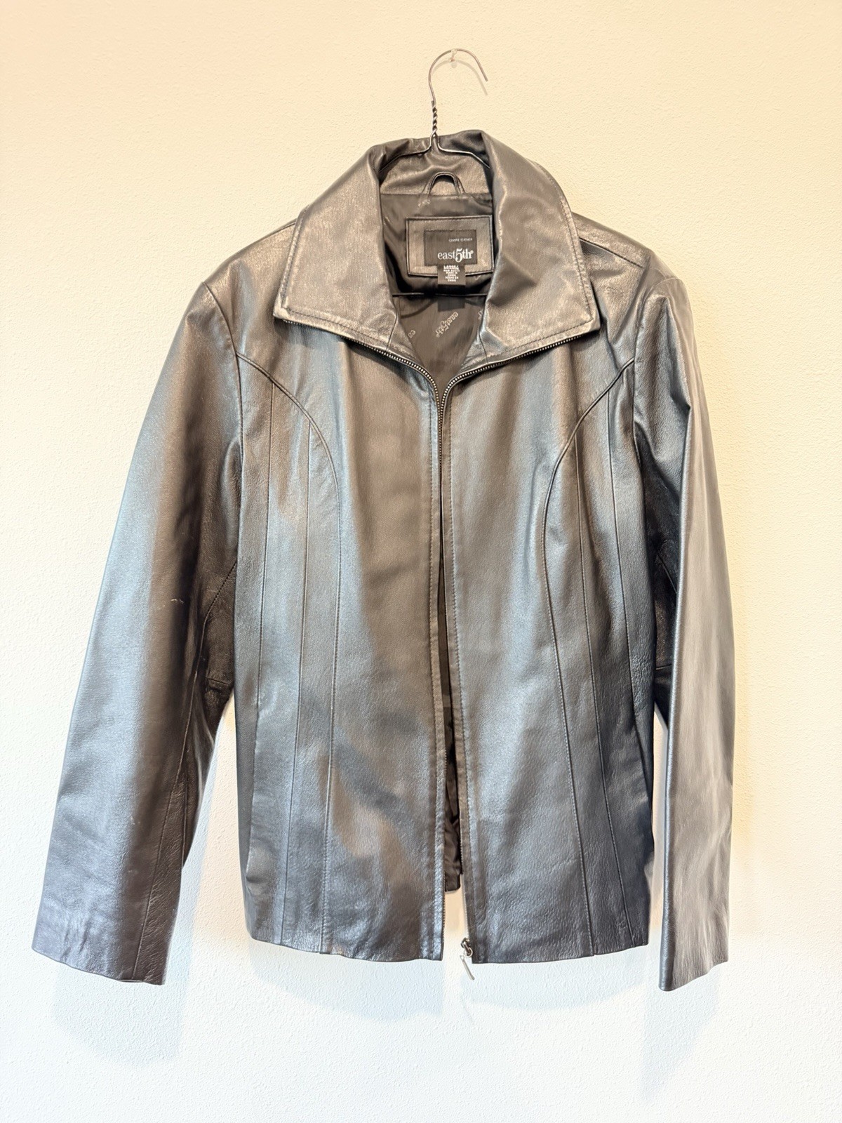 Vintage 90s East Fifth Genuine Leather Zip Up Moto Jacket Sz L