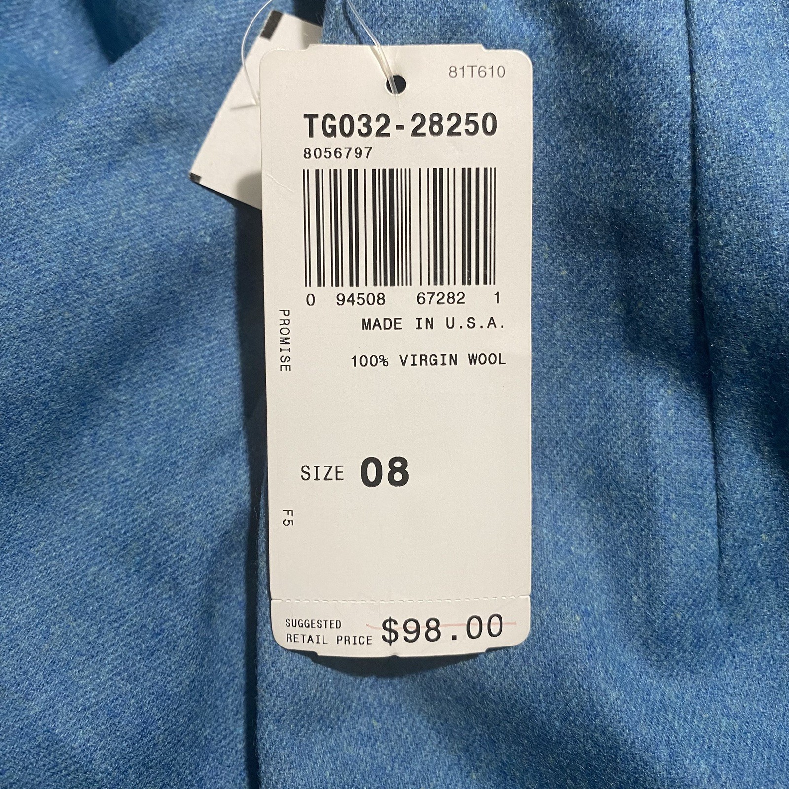 NWT VNTG Pendleton Womens 90’s Power Skirt Sz 8 Blue Solid Wool Classic Preppy