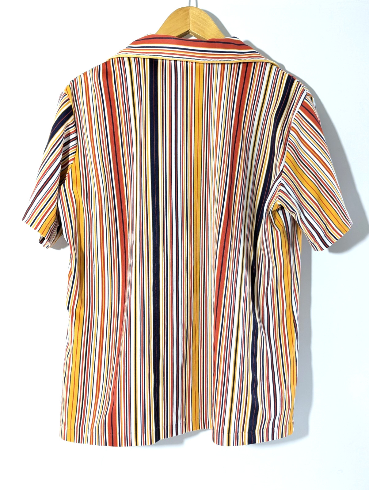 Vintage JC Double Knit Polyester Woman Striped Blouse Shirt Sz XL Short Sleeve