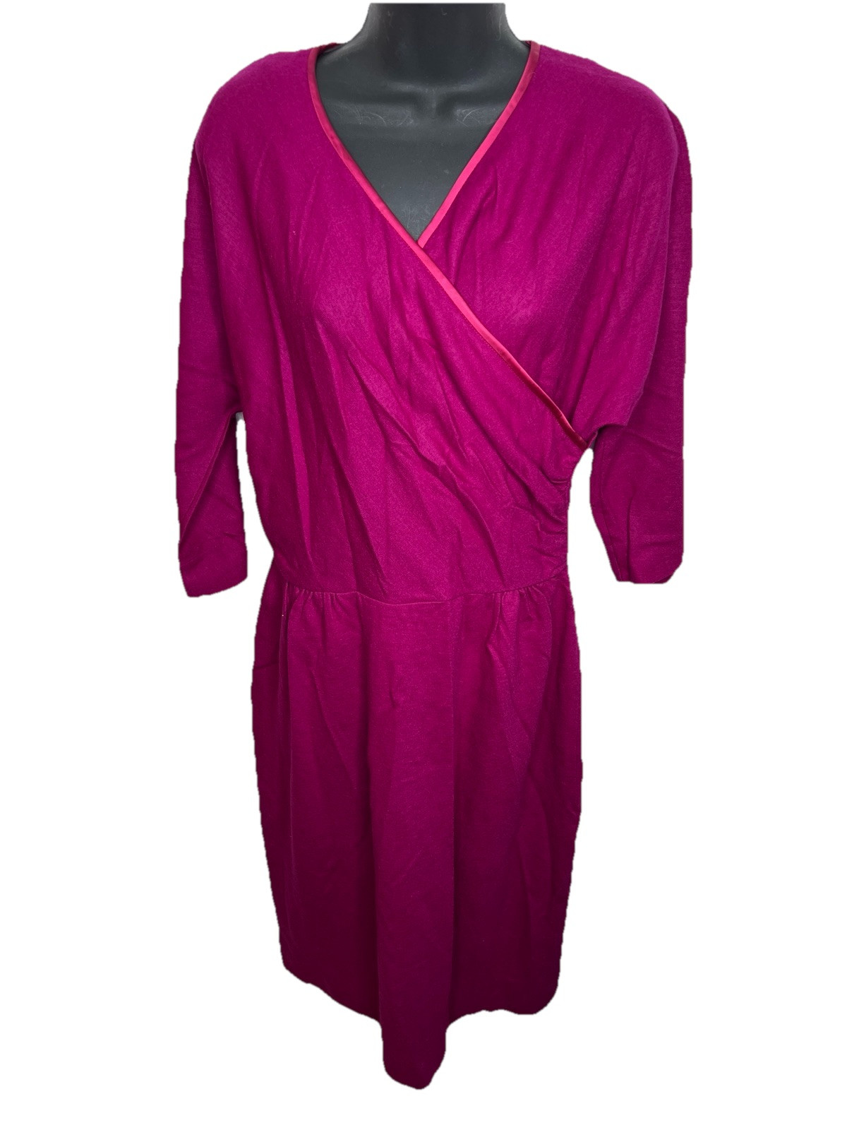 Vintage Women’s 50s Pink Purple Jerry Gilden Half Wrap Midi Dress Size 16