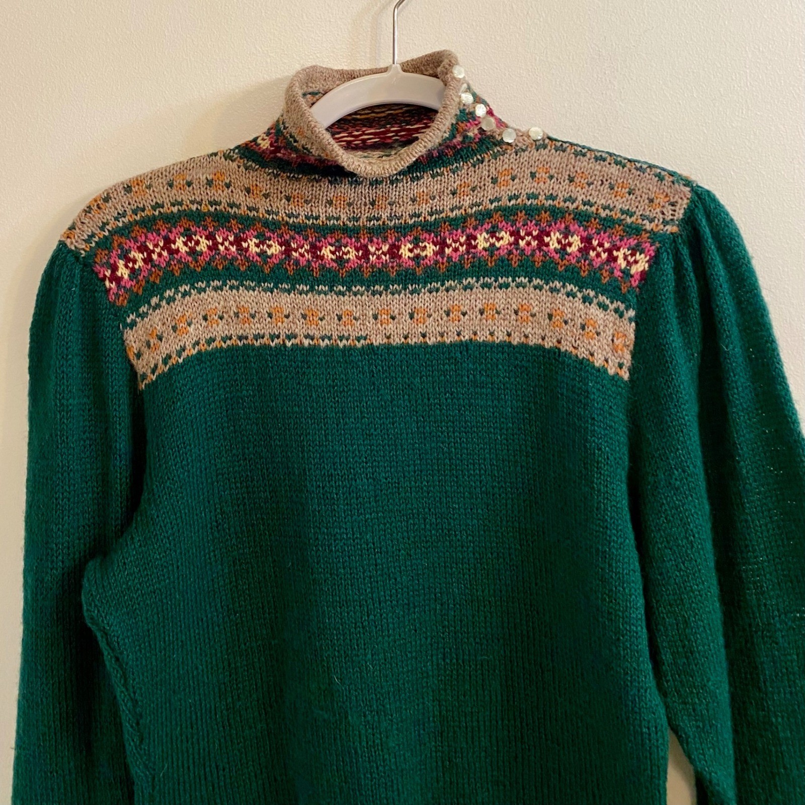 Ralph Lauren 80s VTG Hand Knit Great Britain 100% Wool Fair Isle Sweater M RARE