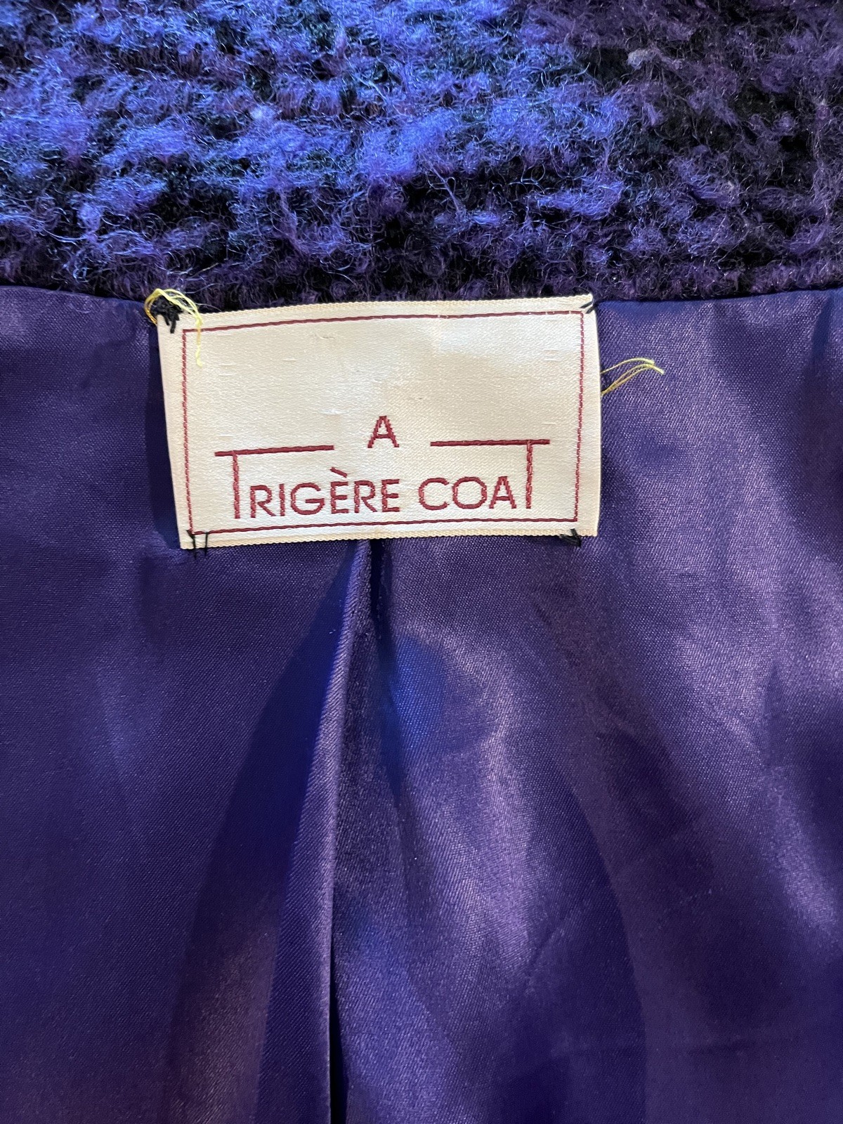 VTG Pauline Trigere swing/ trapeze style Dress Coat Wool purple Black Sz 10