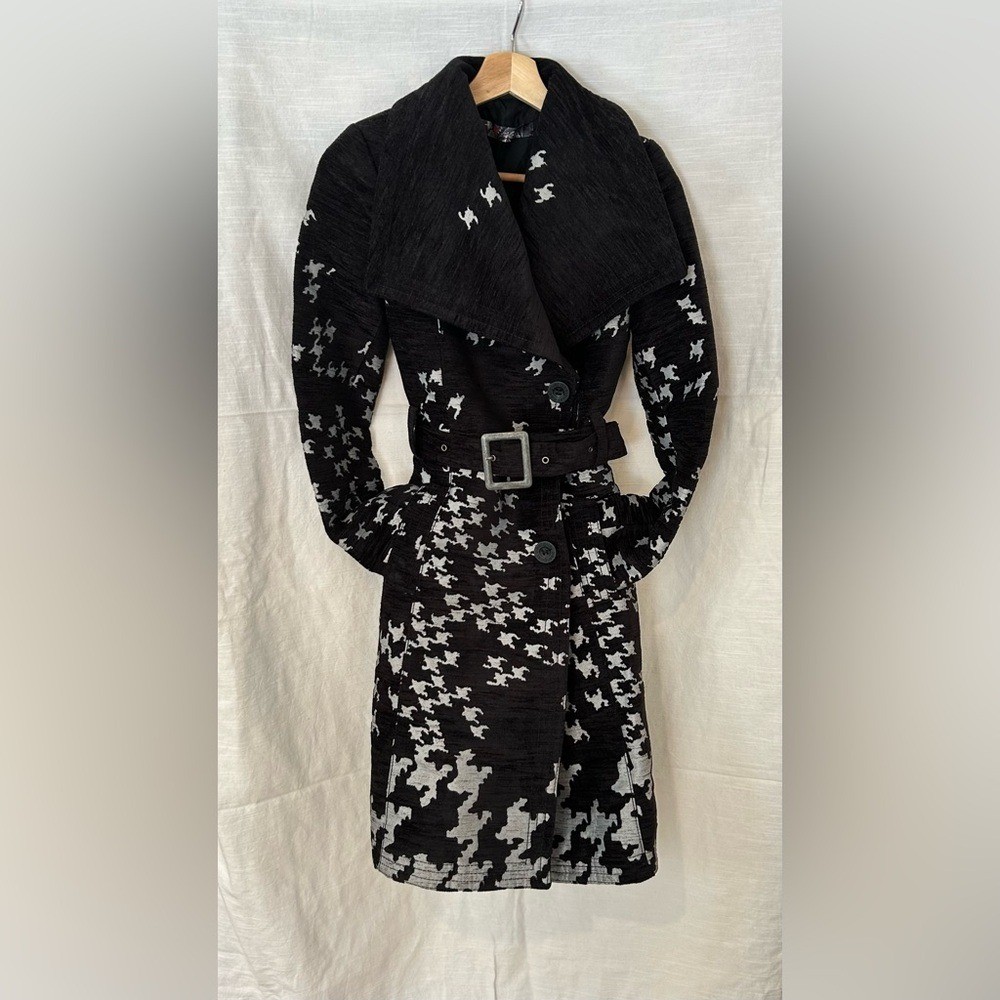 Desigual Vintage Oversized Houndstooth Full Collar Coat luxury modern classic