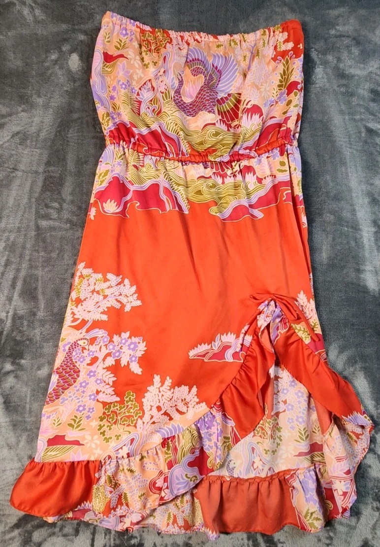 Vintage Waltah Hawaiian Dress Womens Medium Sleeveless Asian Print Oriental
