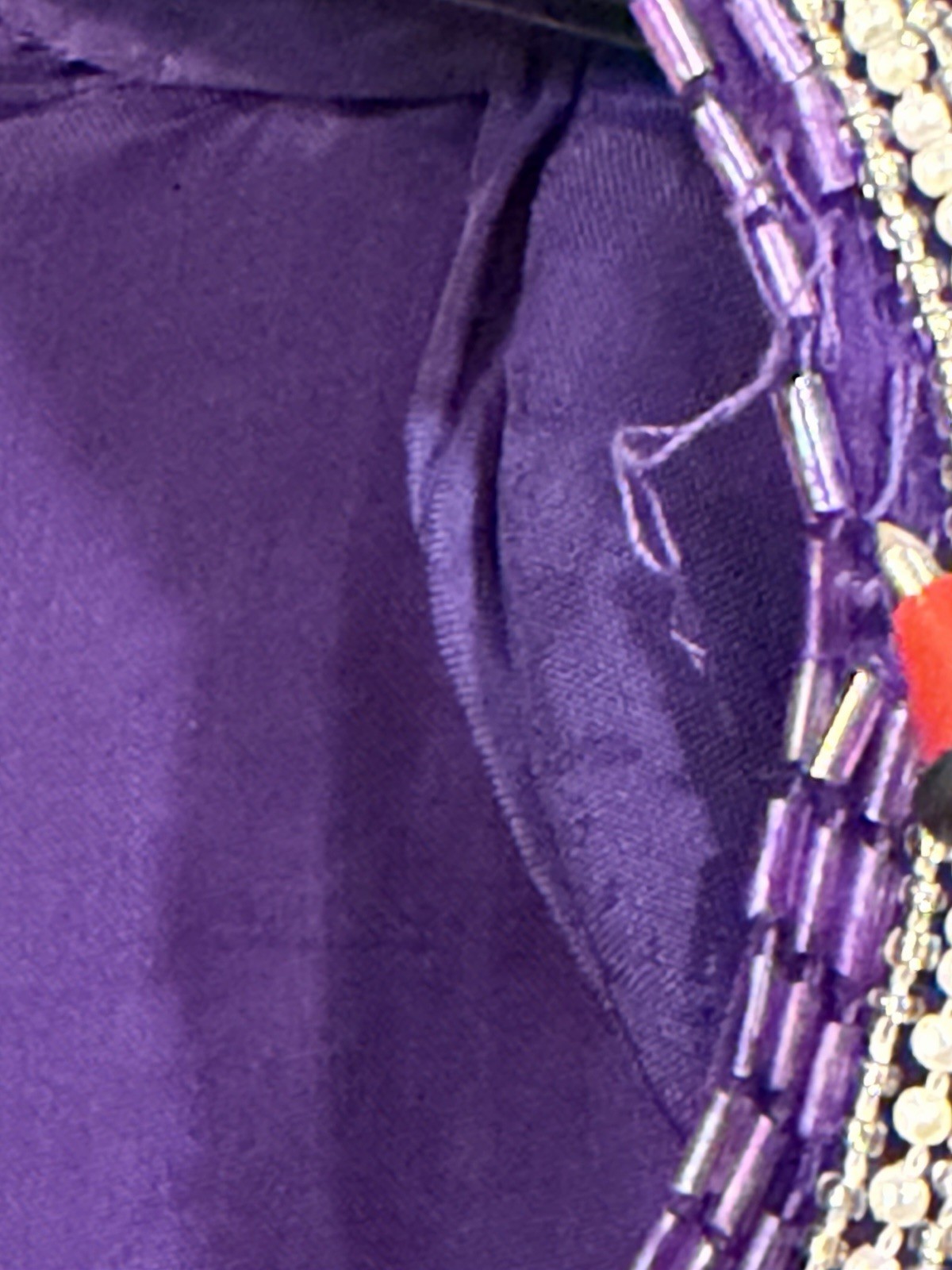 80S Vintage Sequin Imports 100% Silk Purple And Silver Beaded Ball Gown. READ