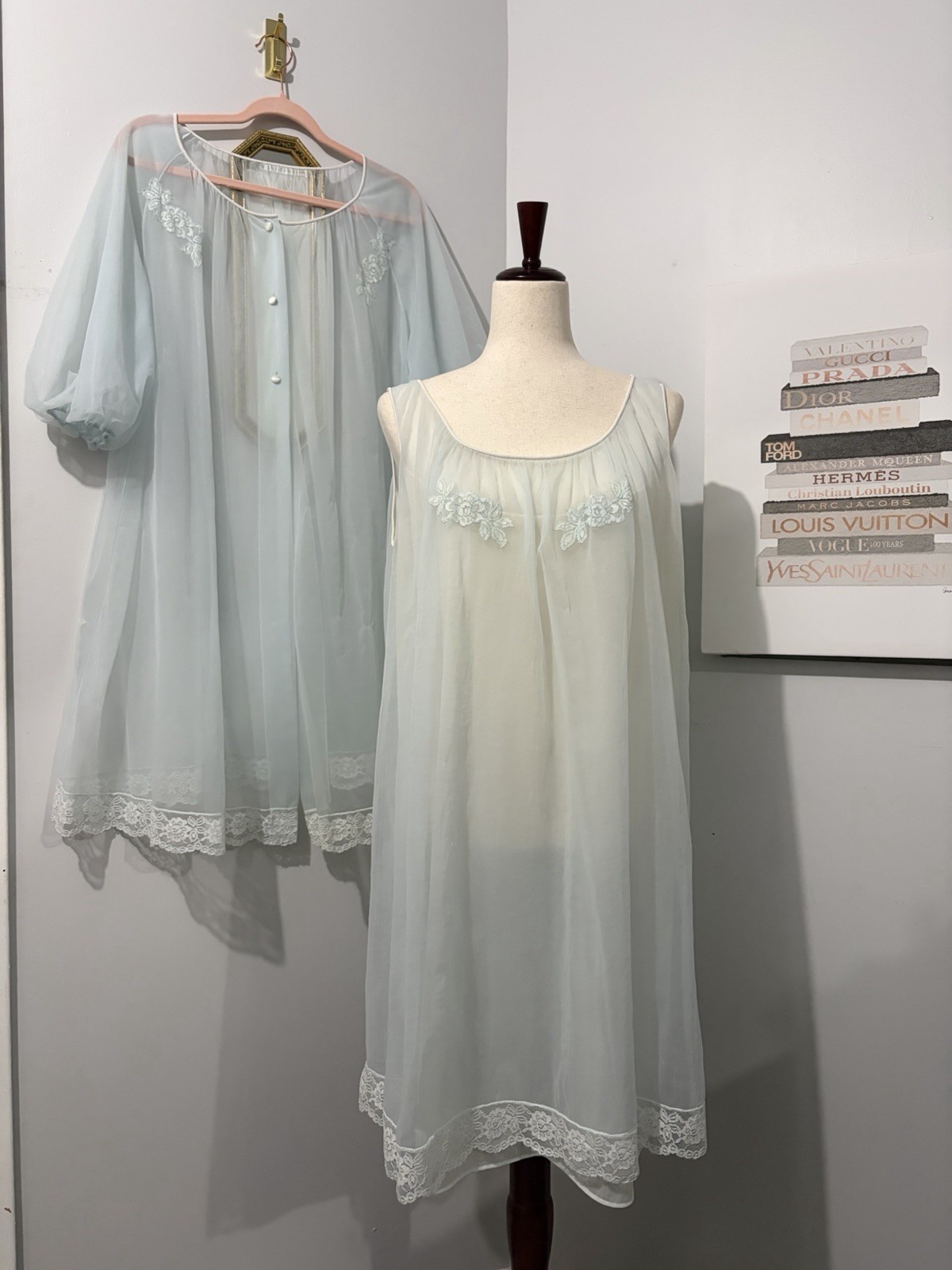 Vintage 60’s Formfit Roger’s Nightgown and Peignoir Set Size Large