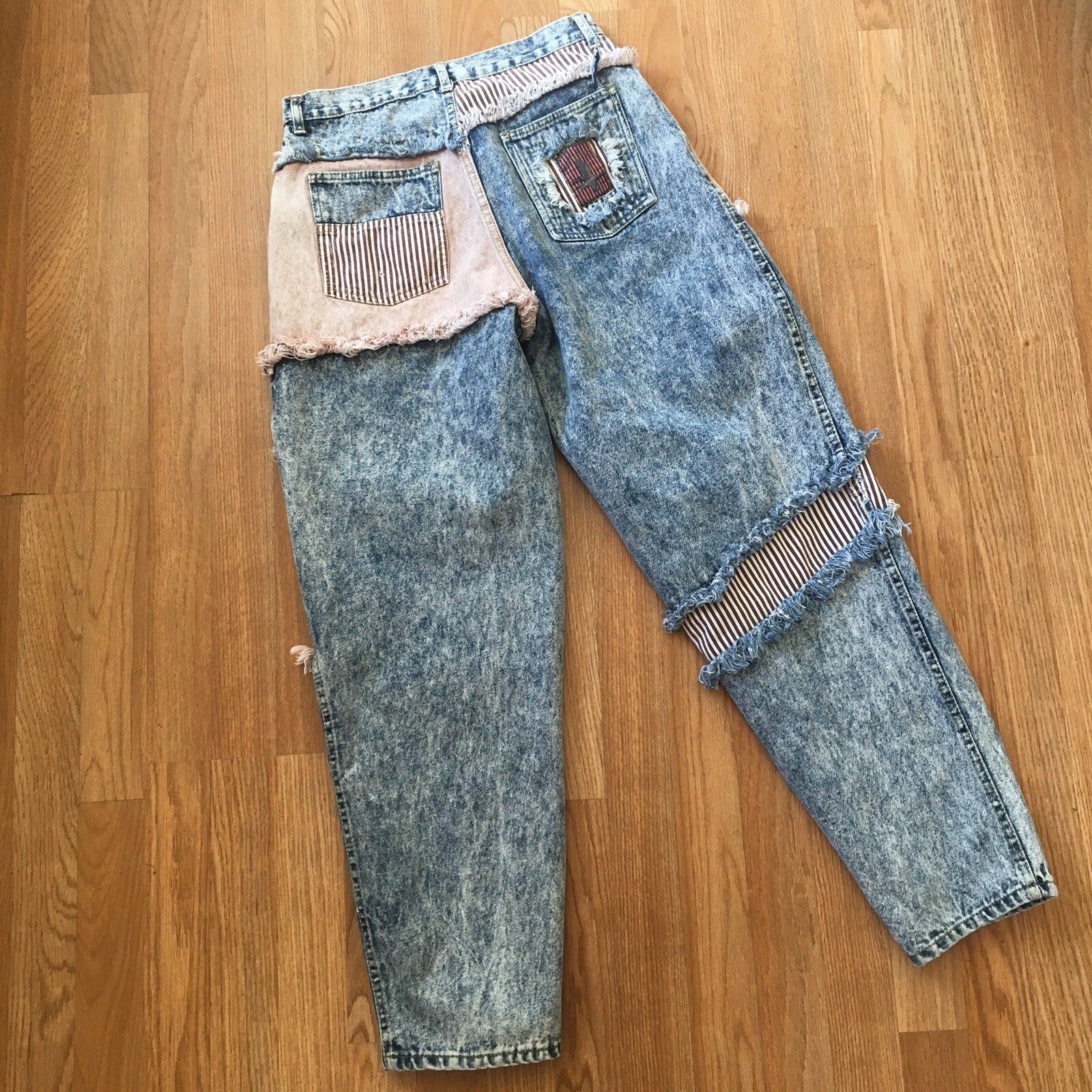 80s Vintage Kozmic Blues Acid Wash Patchwork Jeans 28”