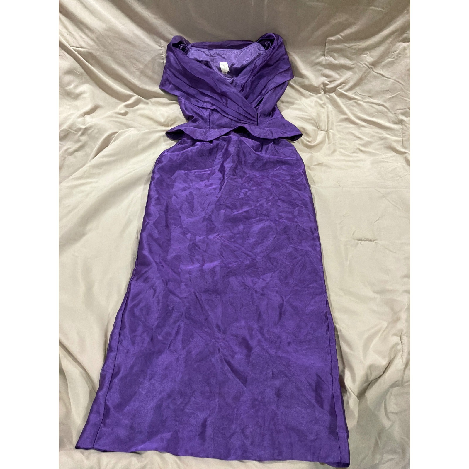 Vintage Watters & Watters Purple 2 Piece Evening Portrait Collar Maxi Skirt 12