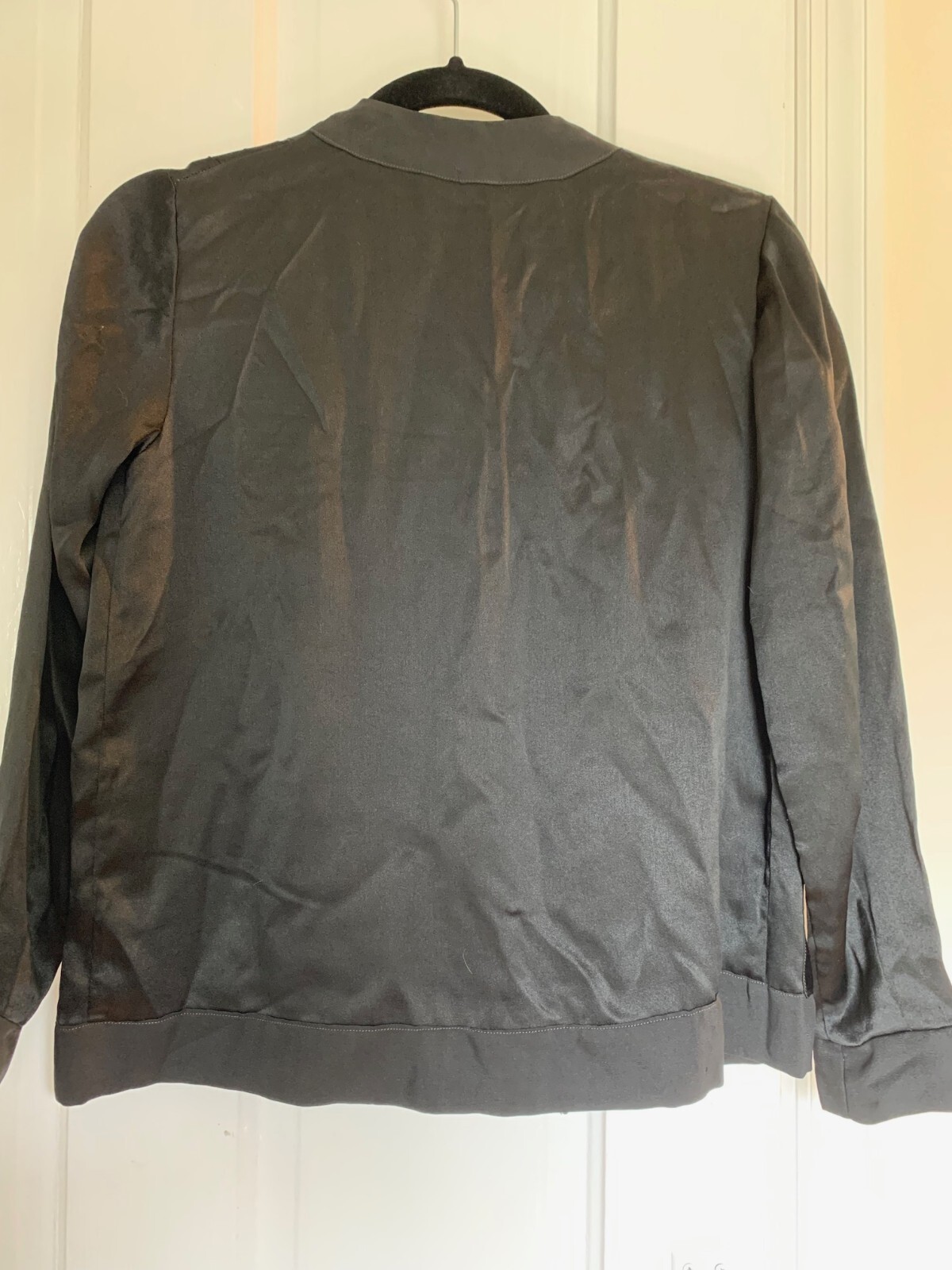 Vintage 1930s shiny black silk crepe ladies jacket