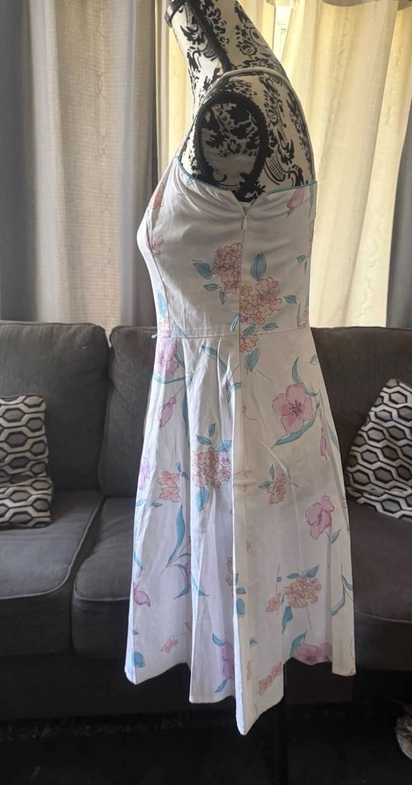 K & Company Midi Dress Women’s Size 6 White Floral Sleeveless